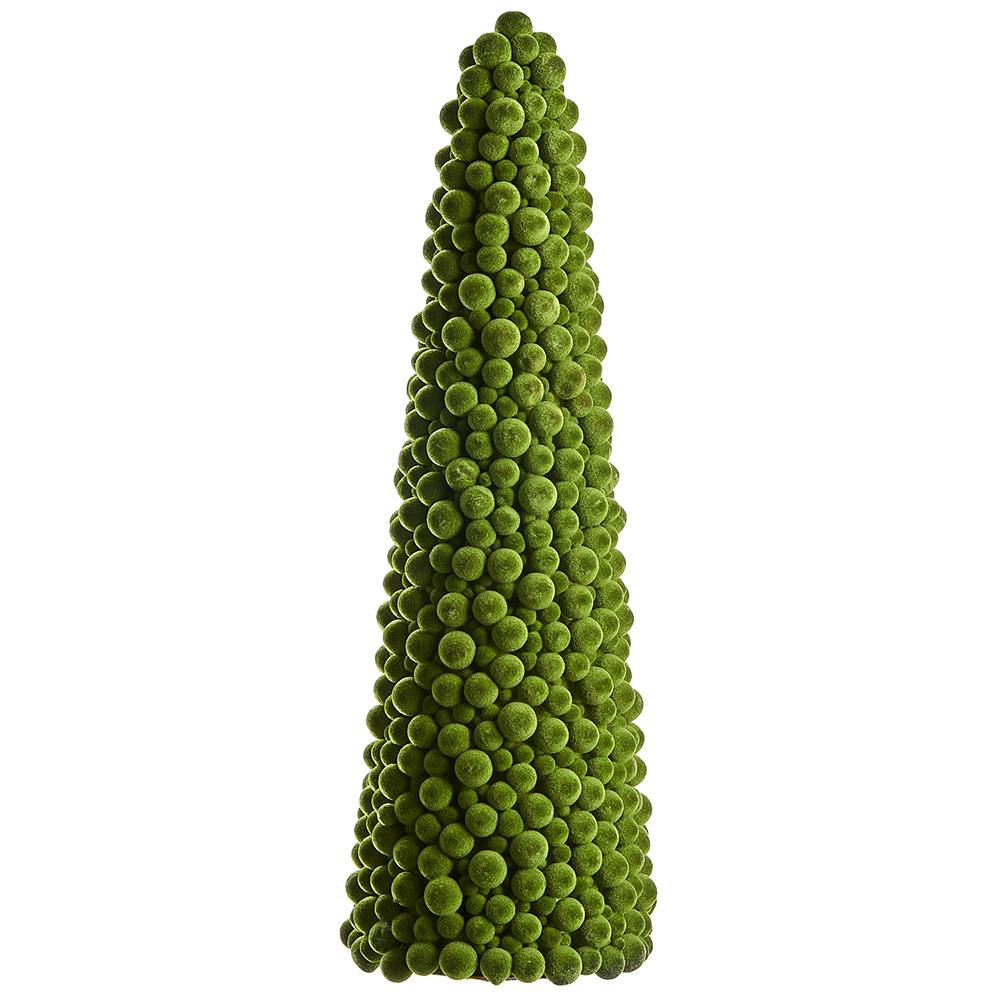 14.3"Hx4.7"D Pompon Cone Topiary Green