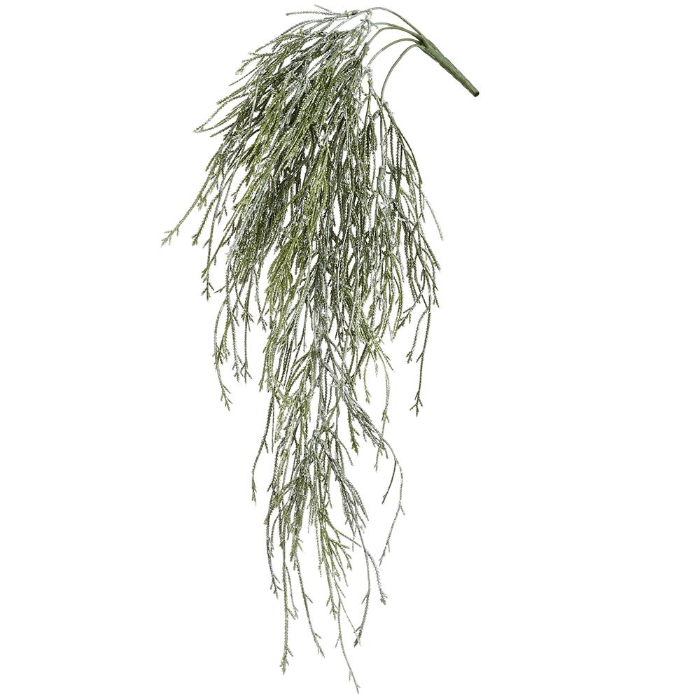 29" Snowed Soft PE Club Moss Hanging Bush Green White