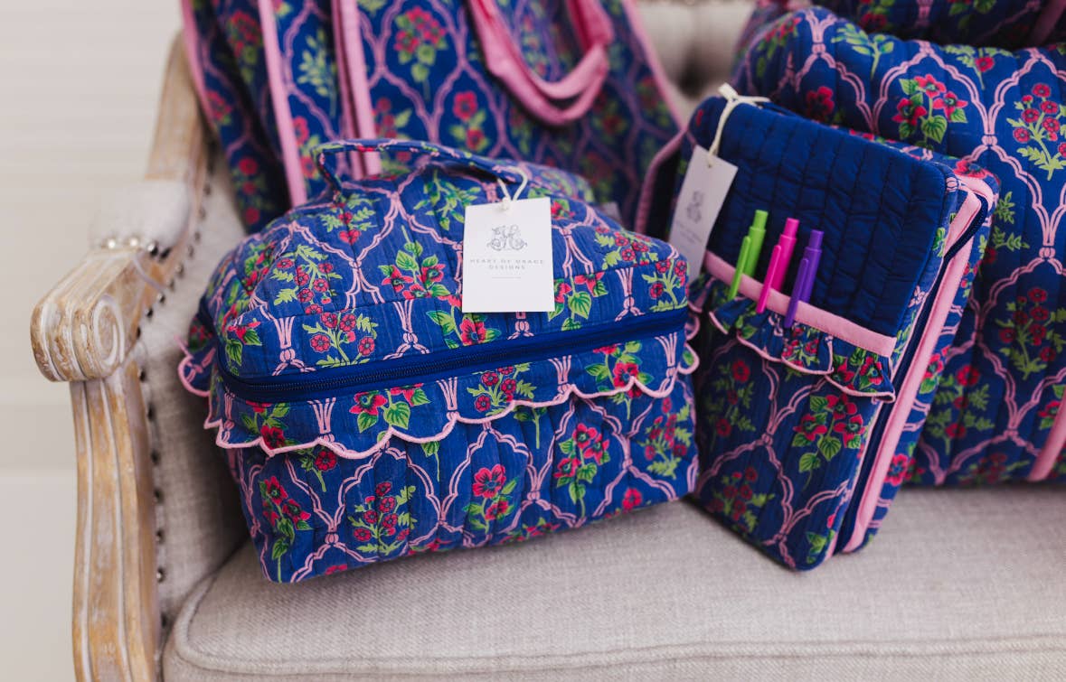 Midnight Luxe | Quilted Ruffle Cosmetic Bags