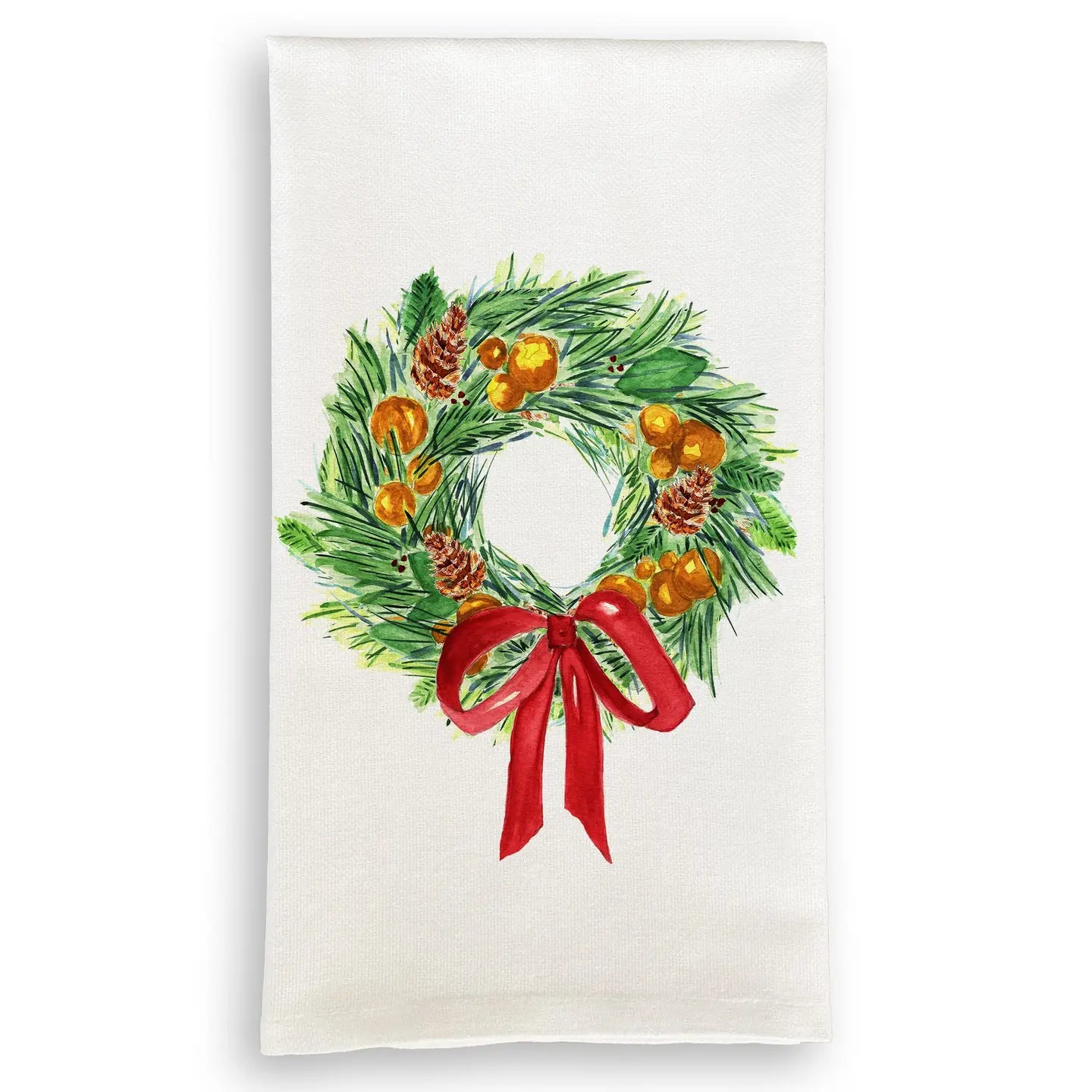 Christmas Wreath Tea Towel - Linen