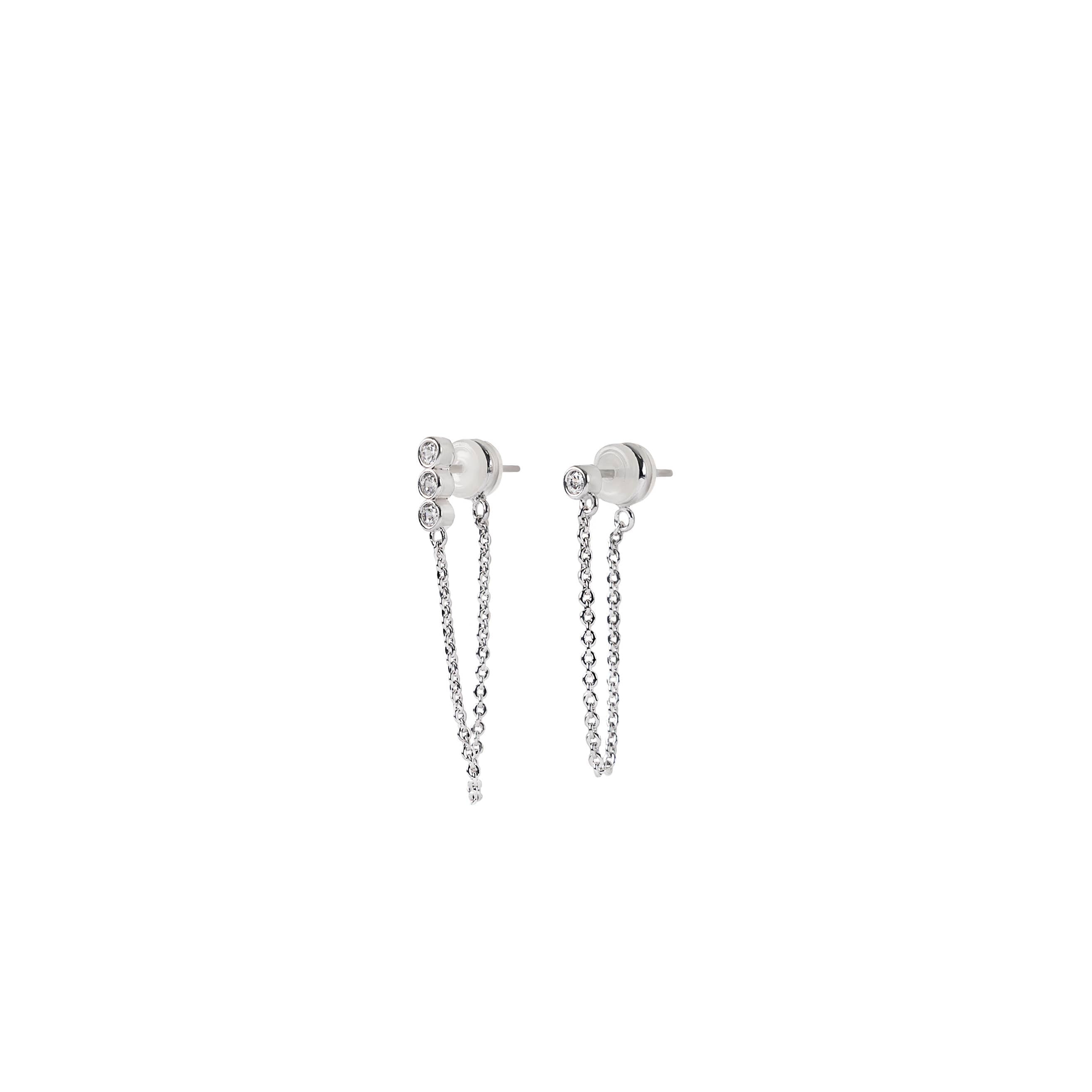 Silver Crystal Chain Earring Set | Brenda Grands
