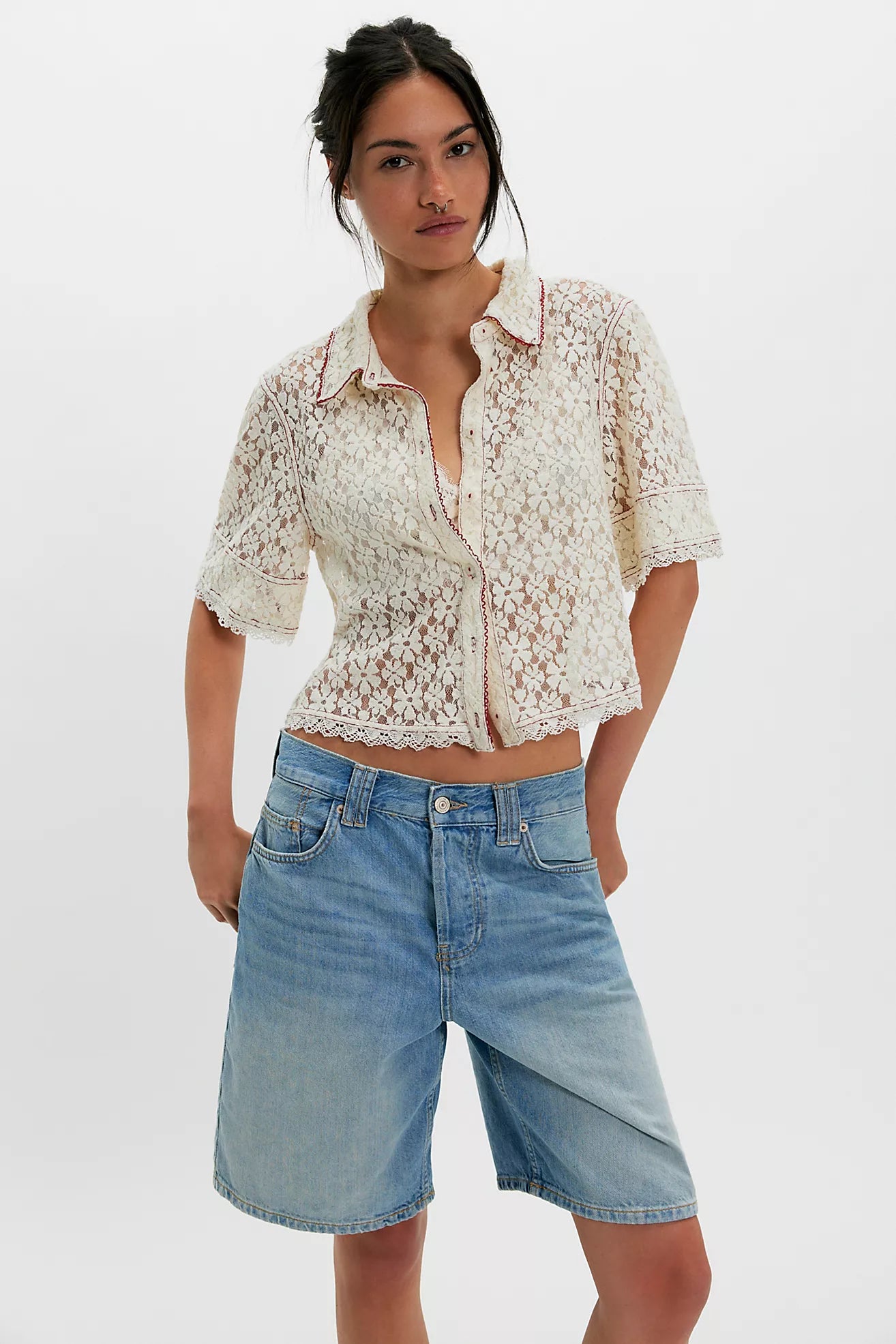 Mannie Lace Button Down | Free People