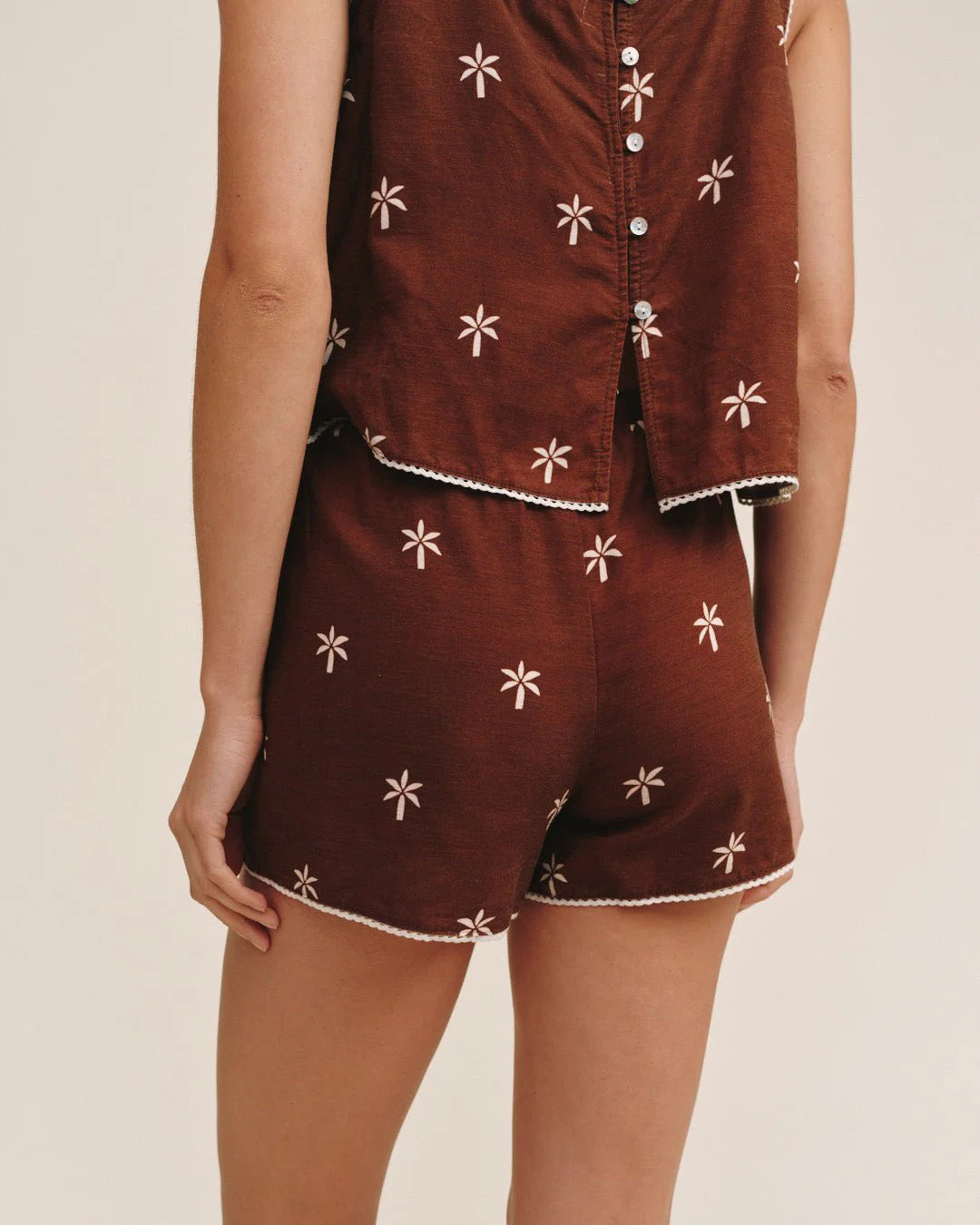 Drawstring Short With Scallop Trim - Coconut Palm | Bella Dahl