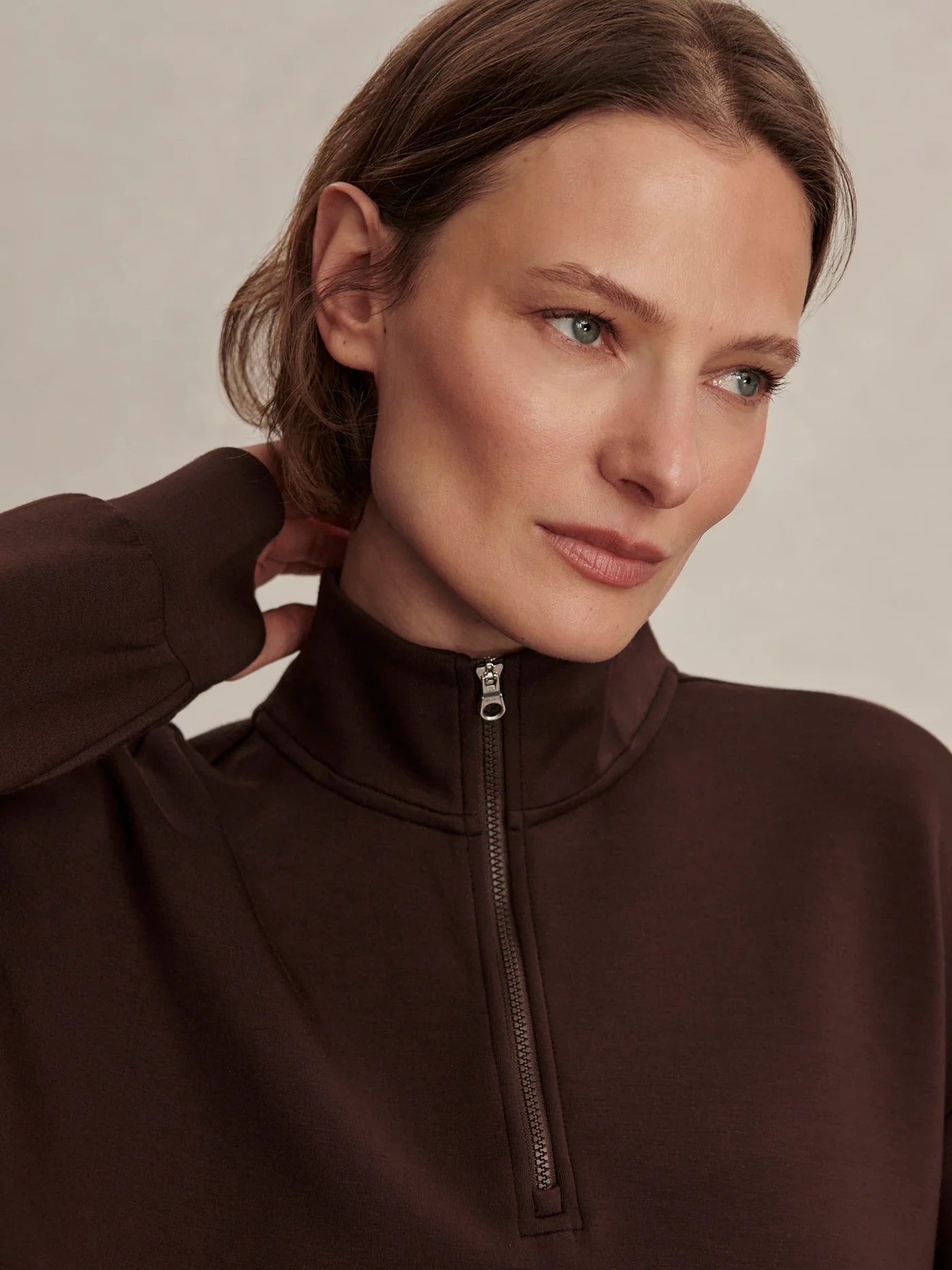 Sian Cropped Half Zip Midlayer - Coffee Bean | Varley