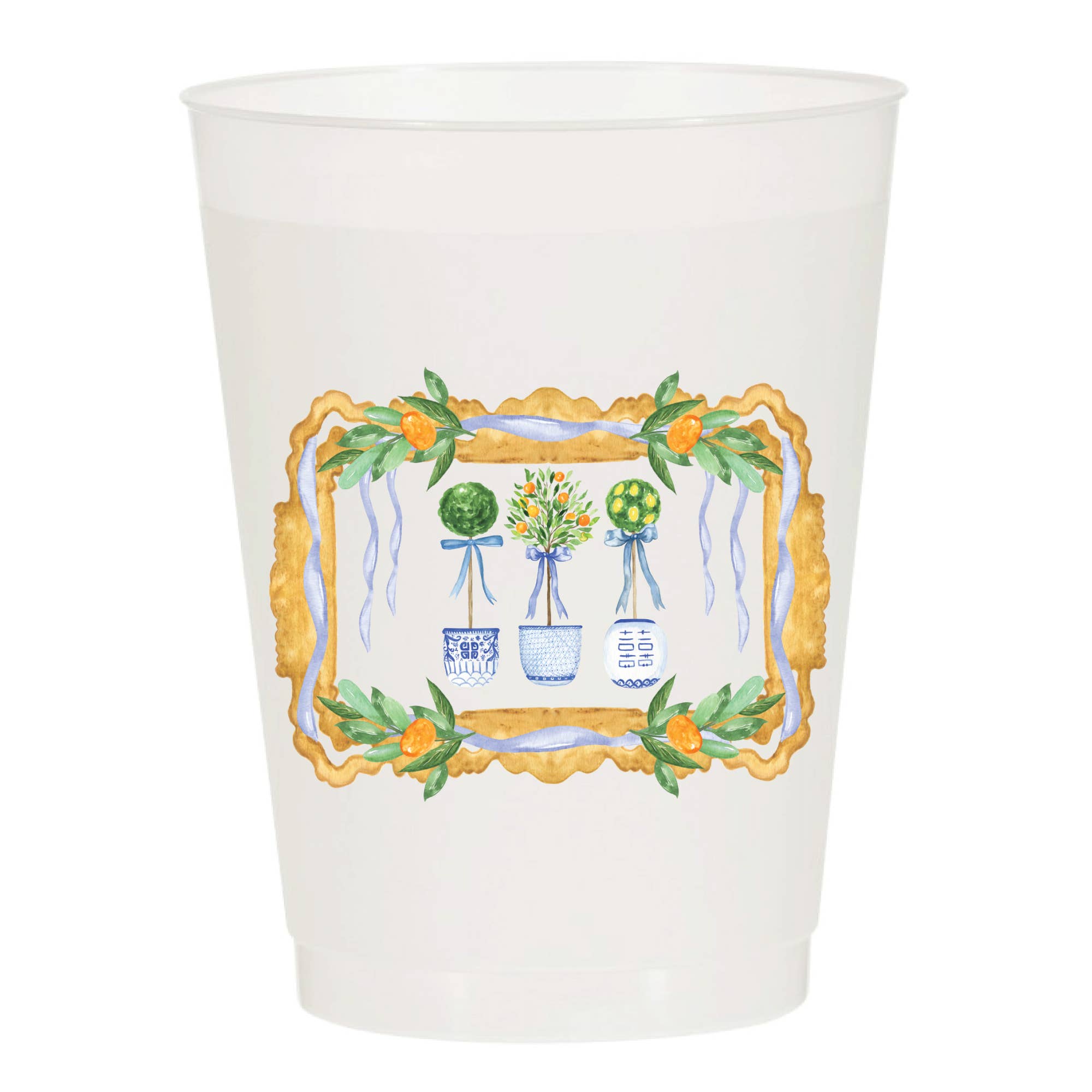 Chinoiserie Oranges Frosted Cups