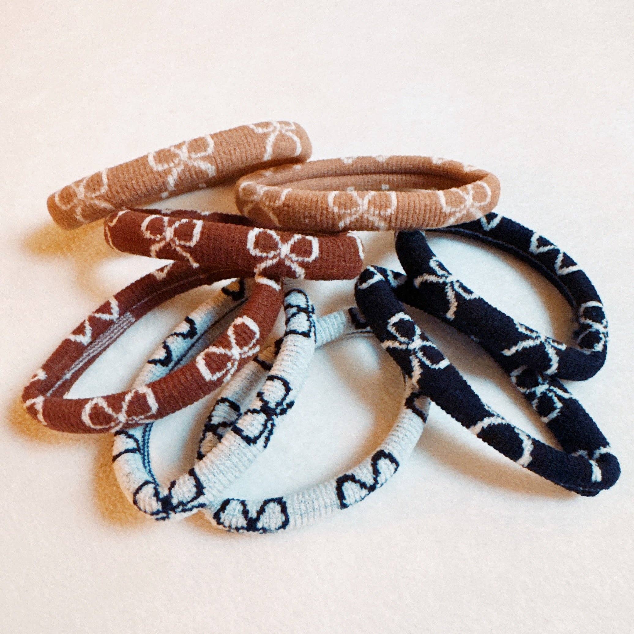 Bow Patterned Hair Ties (Set of 8)