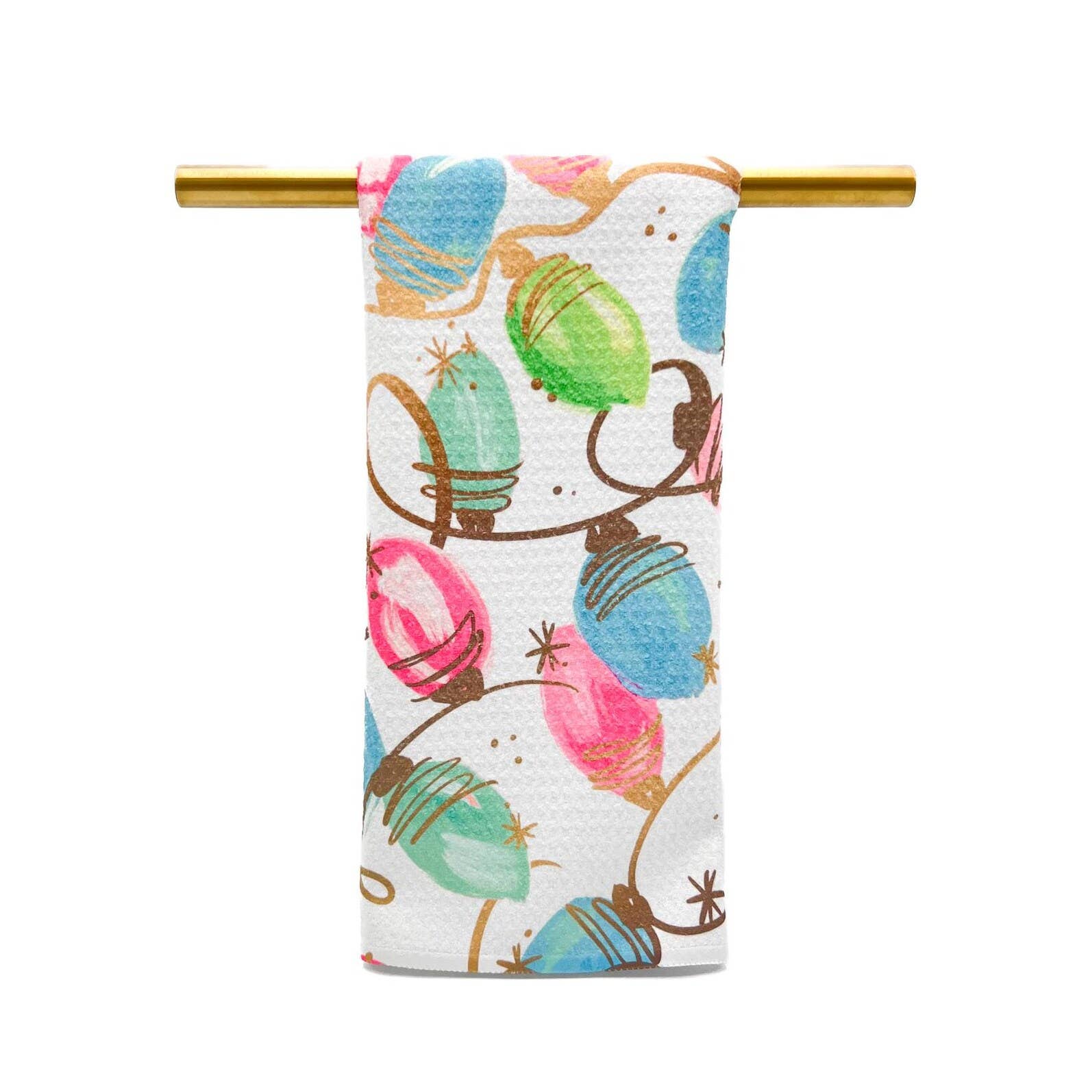 Pink and Mint Bright Lights Tea Towel