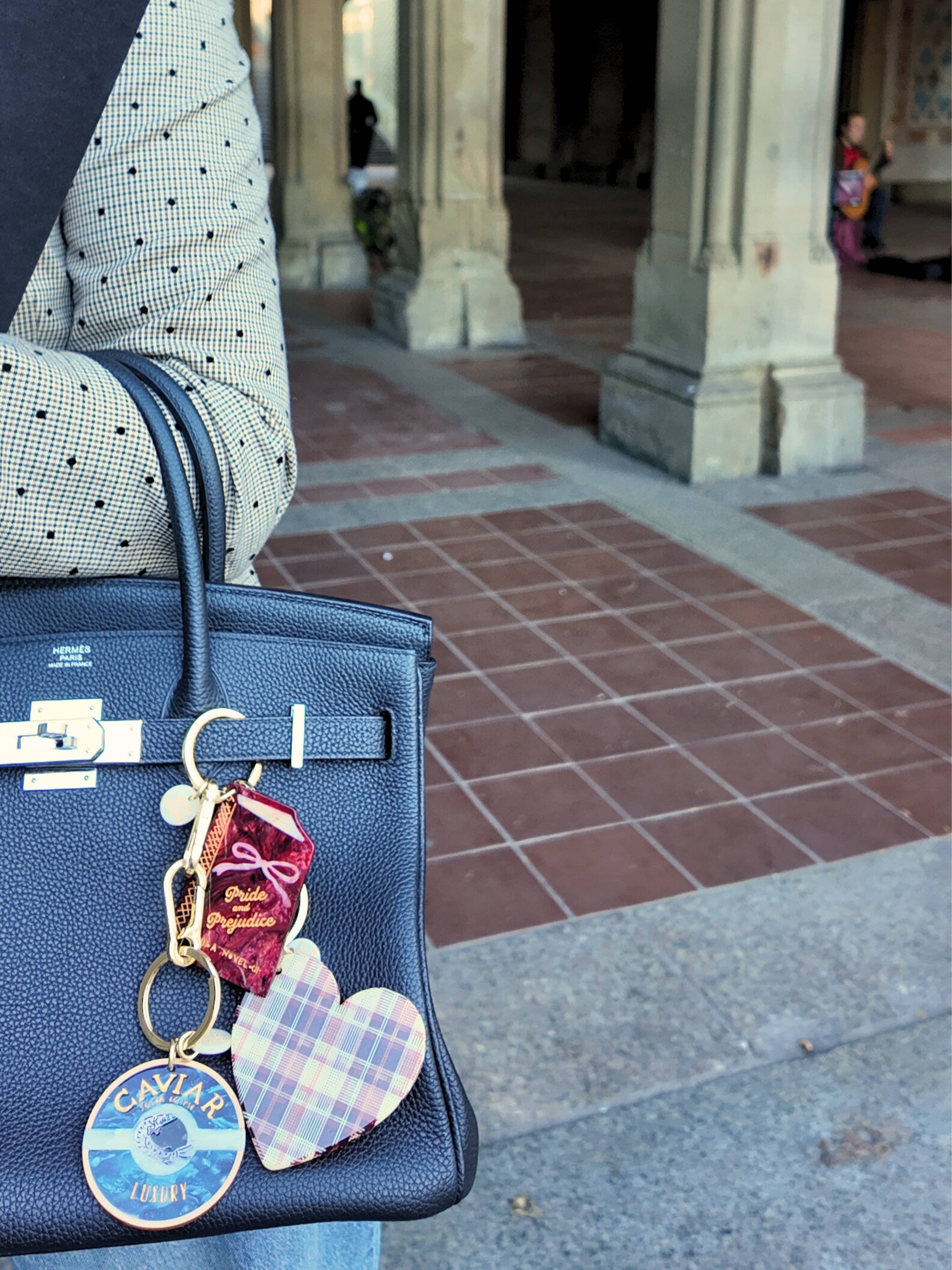 Hand-painted Caviar Bag Charm + Keychain | Solar Eclipse