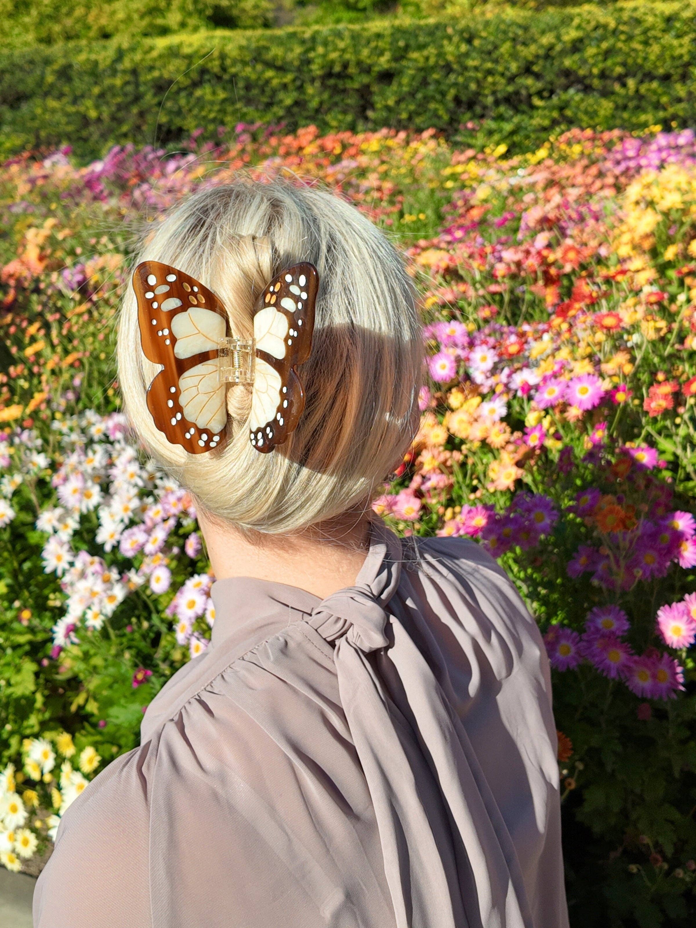 Hand-painted Boho Monarch Claw Hair Clip | Solar Eclipse