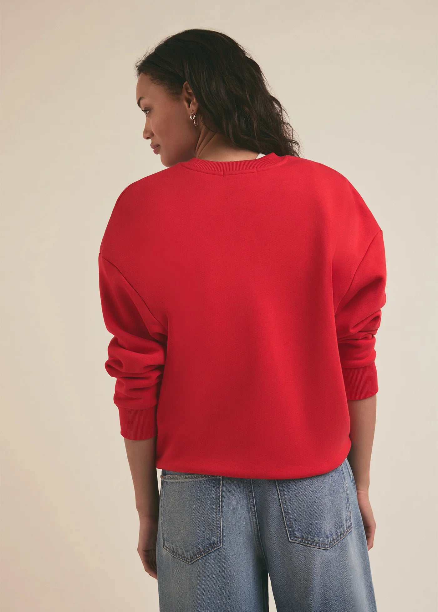 The Collegiate Sweatshirt - Haute Rouge/White | Favorite Daughter