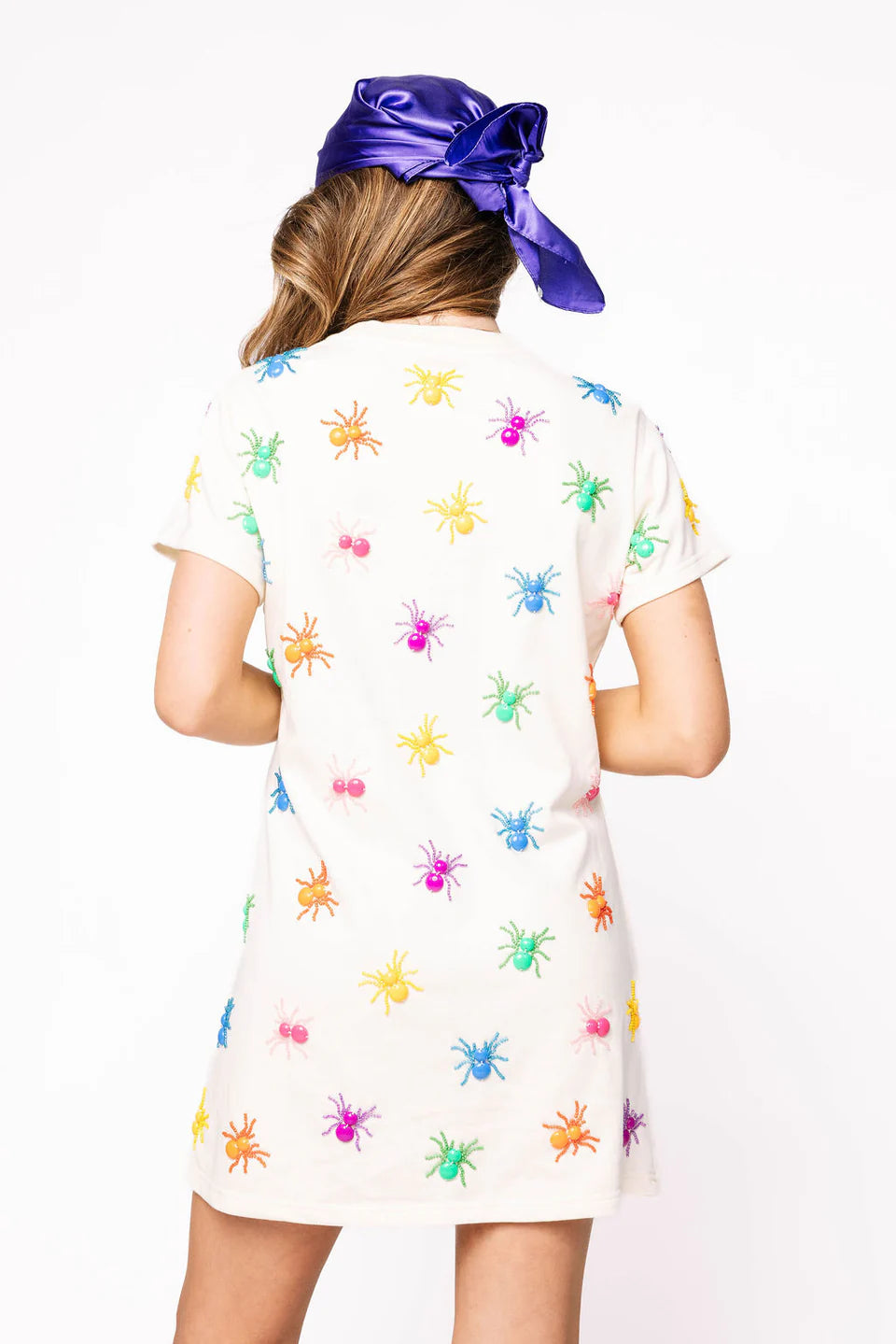 Ivory Multi Beaded Spider Dress | Queen of Sparkles