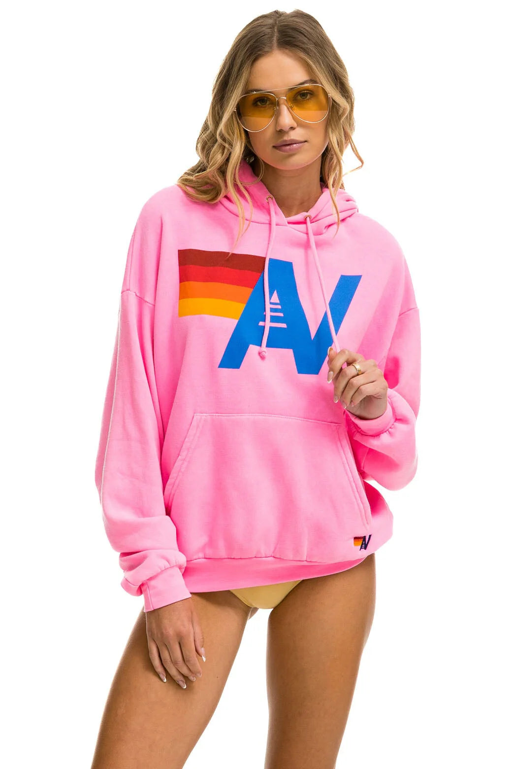 Logo Pullover Relaxed Hoodie - Neon Pink | Aviator Nation