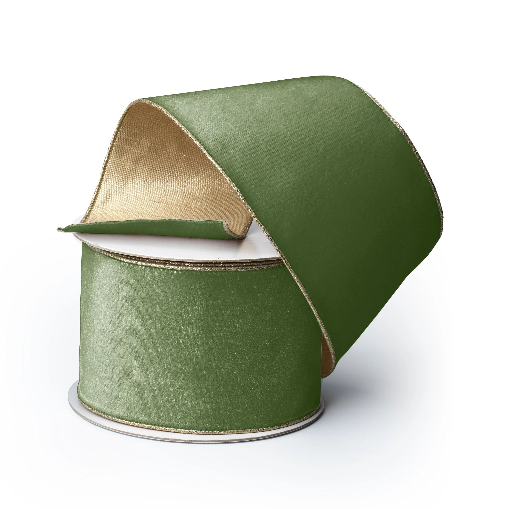 Sage Green Velvet Ribbon with Gold Back | Fig & Dove