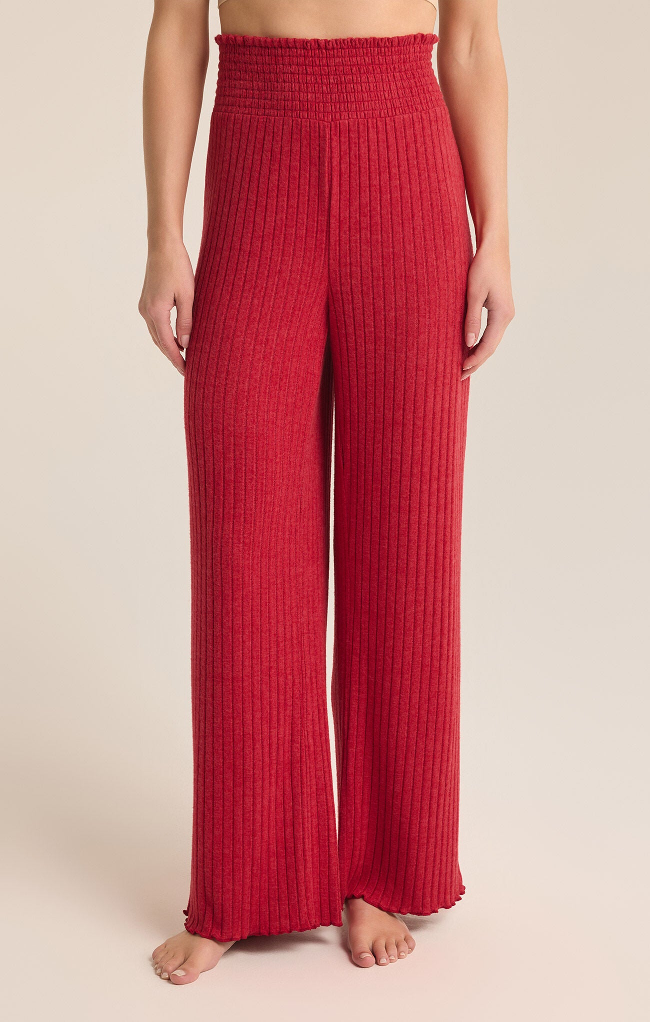 Dawn Smocked Rib Pant - Haute Red | Z Supply