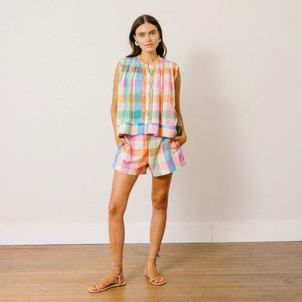 Rainbow Plaid Augustine Top | Sunshine Tienda