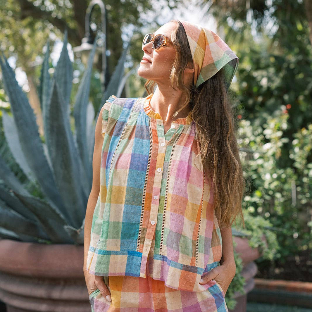 Rainbow Plaid Augustine Top | Sunshine Tienda