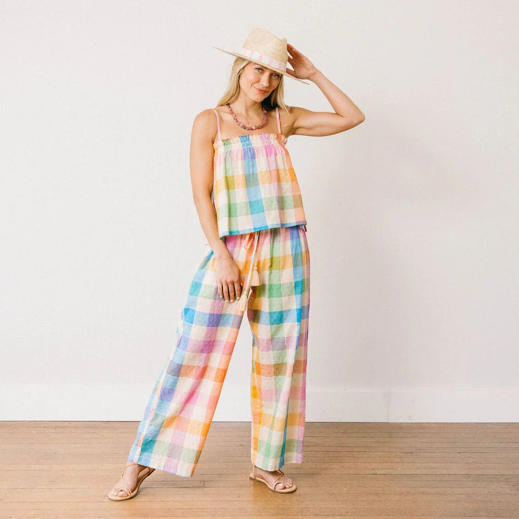 Rainbow Plaid Daphne Top | Sunshine Tienda