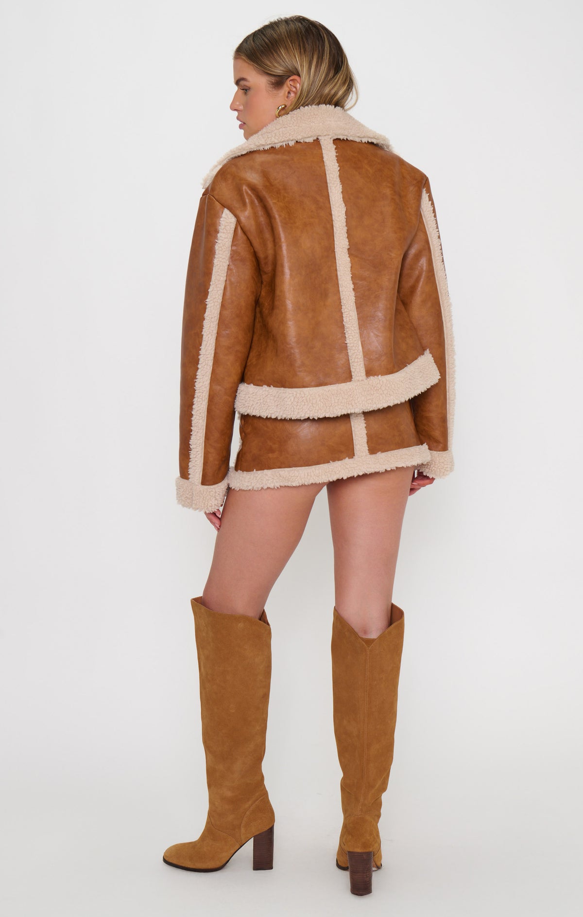 Laurel Canyon Jacket - Cognac Faux Leather w/ Sherpa | Show Me Your MUMU