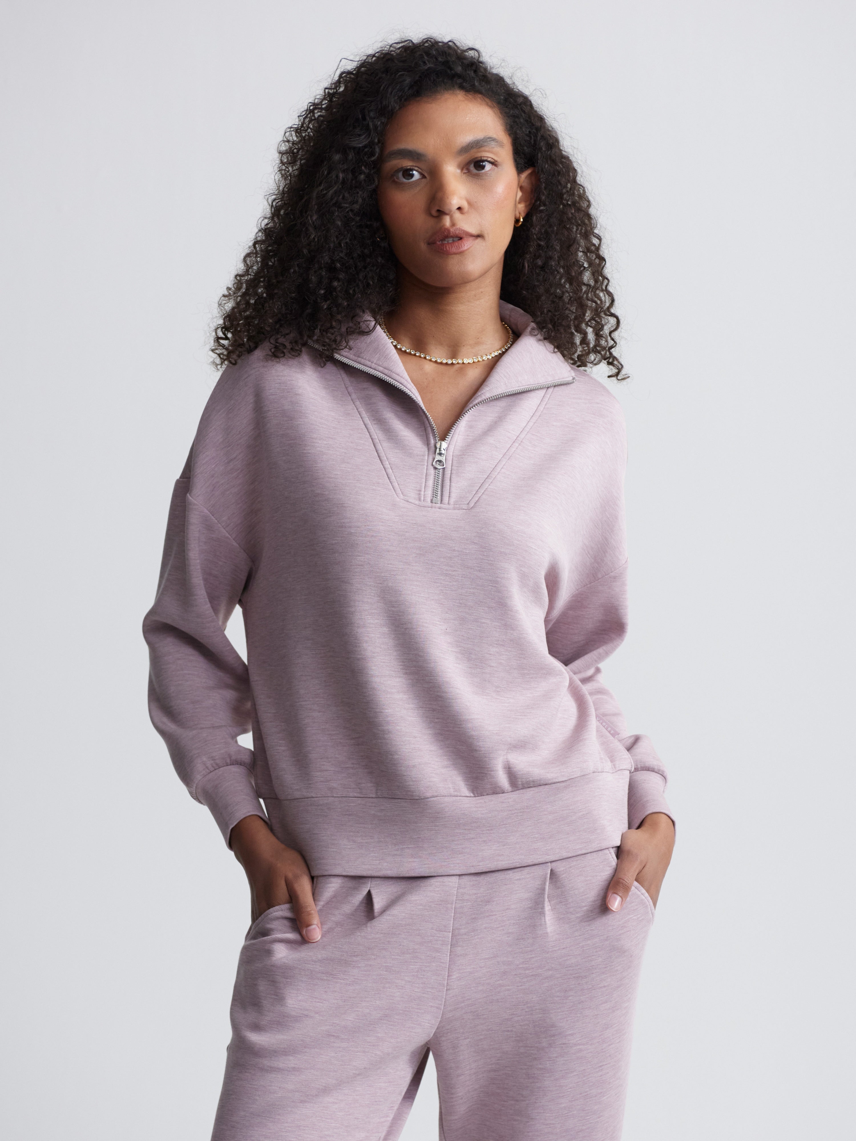 Hawley Half Zip Sweat - Mauve Marl | Varley