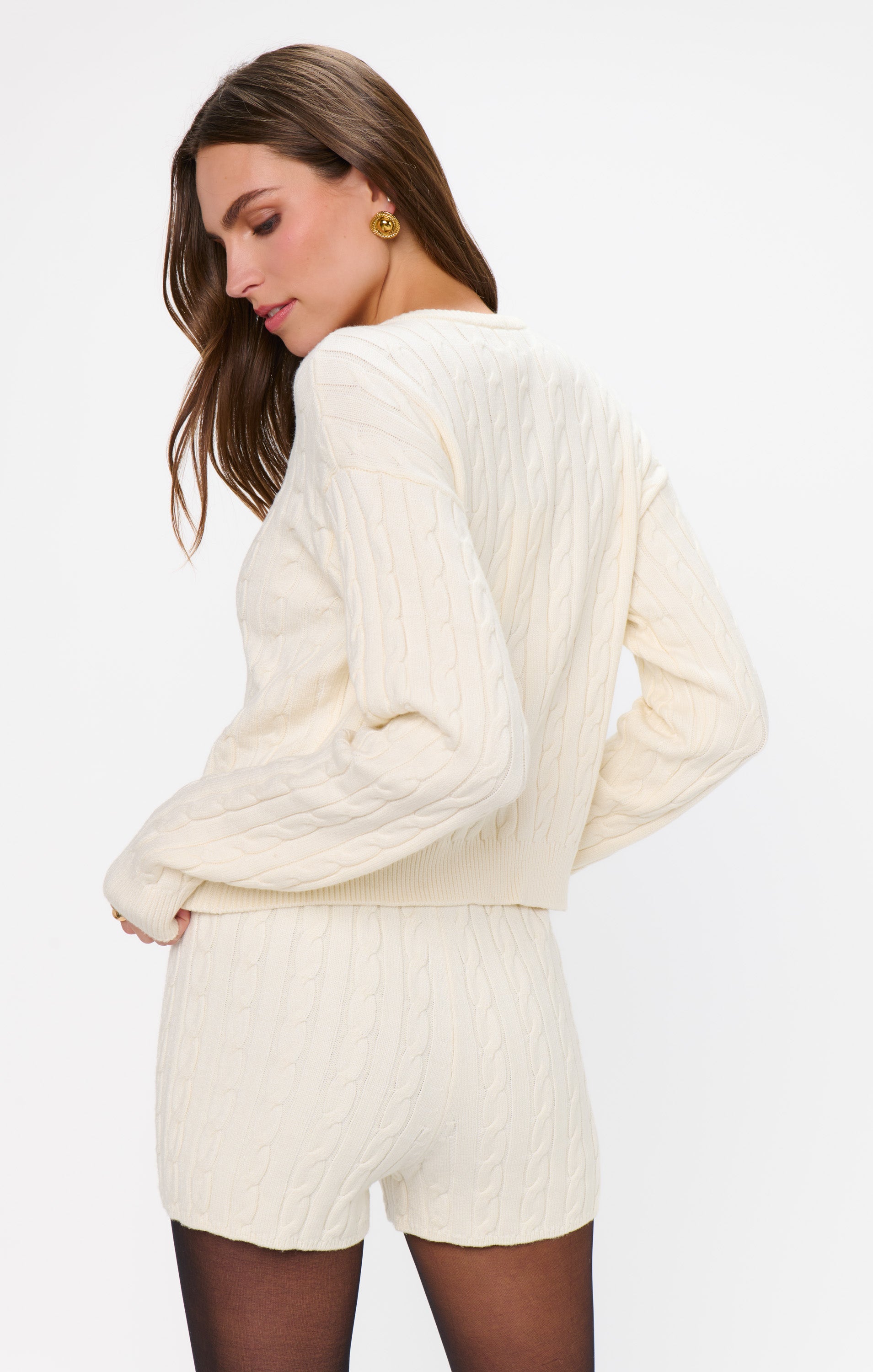 Throw On Shorts - Snow Cable Knit | Show Me Your Mumu