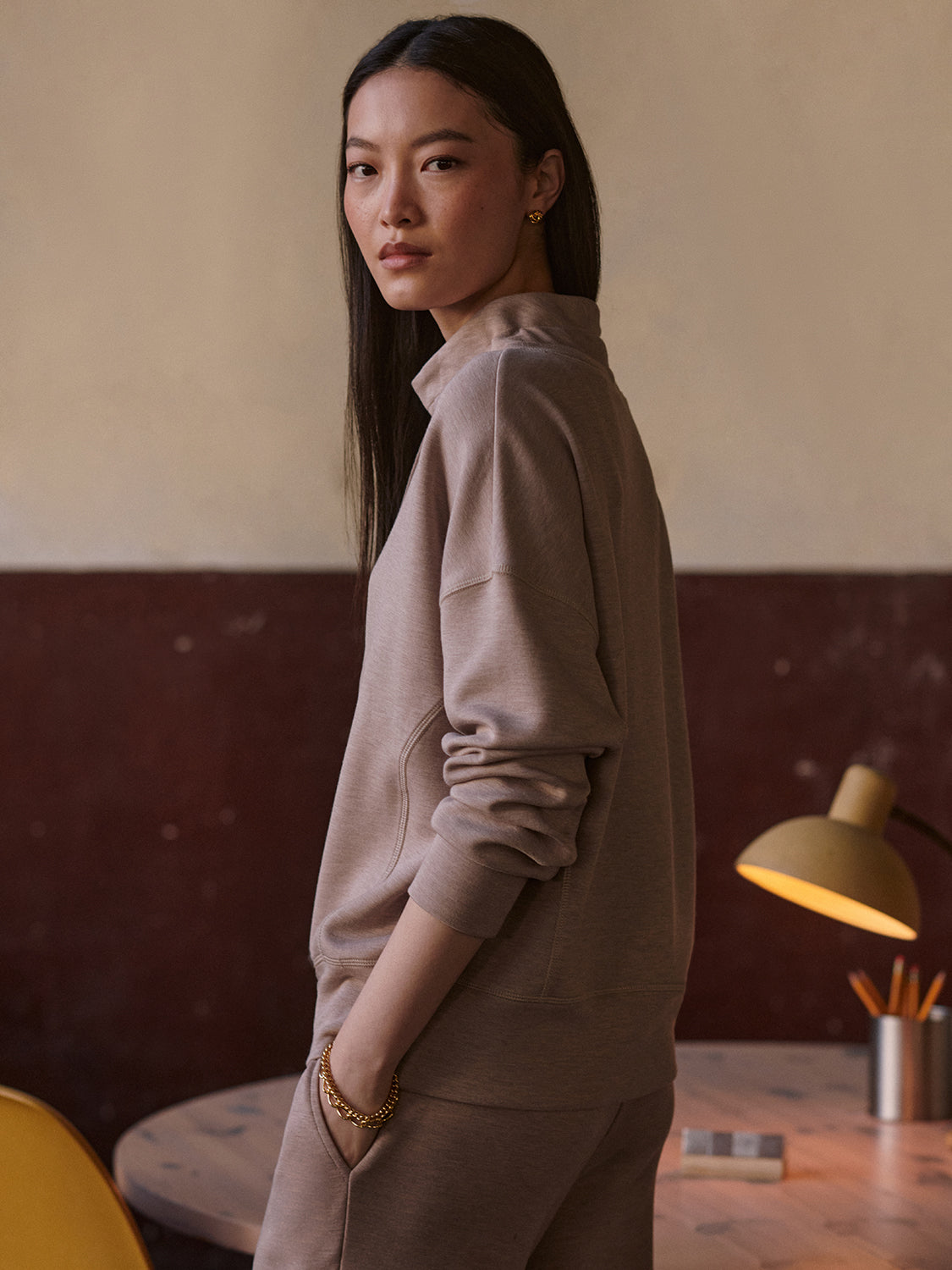 Oakdale Sweat - Taupe Marl | Varley