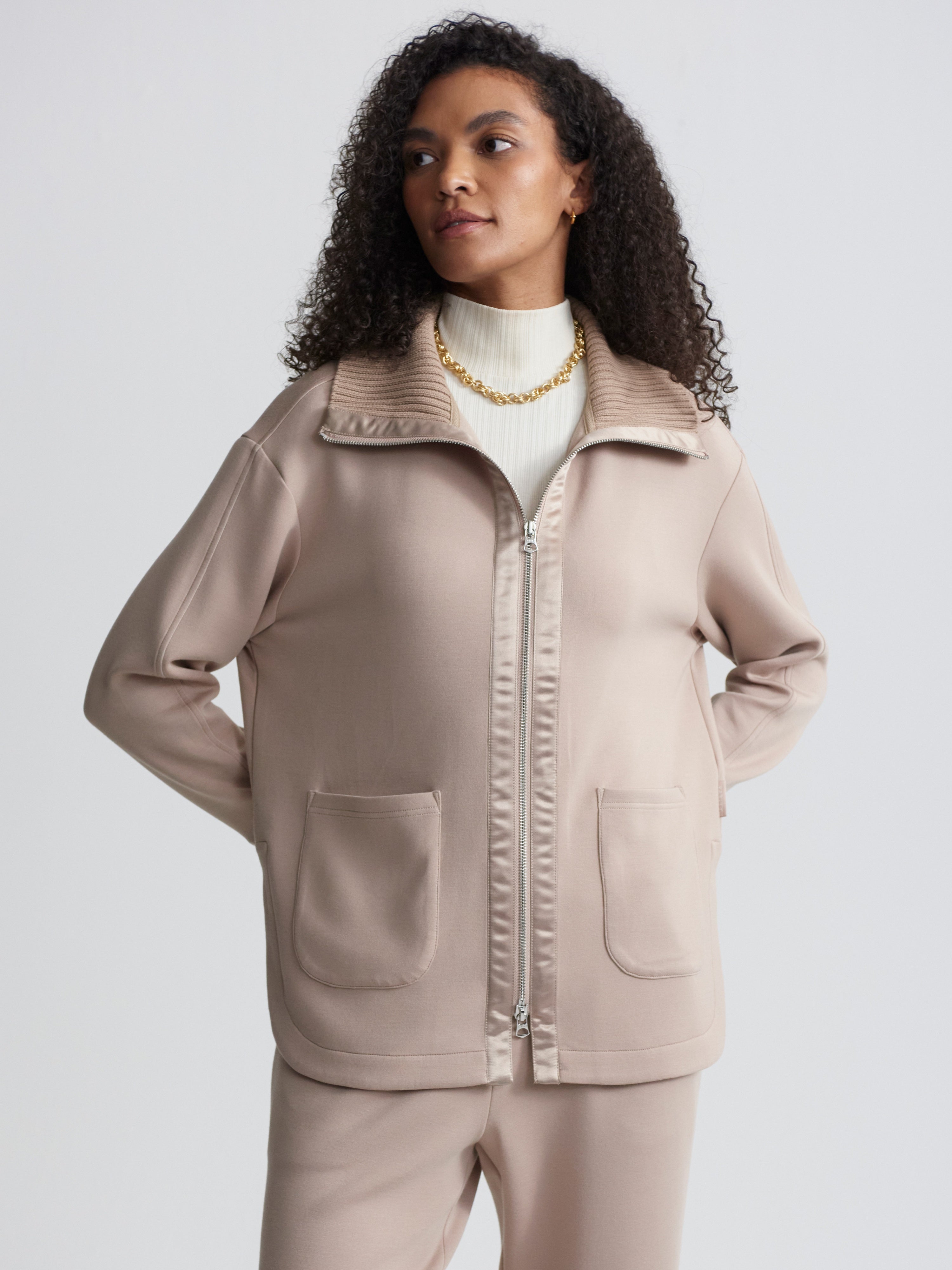 Niamh Zip Through - Light Taupe | Varley