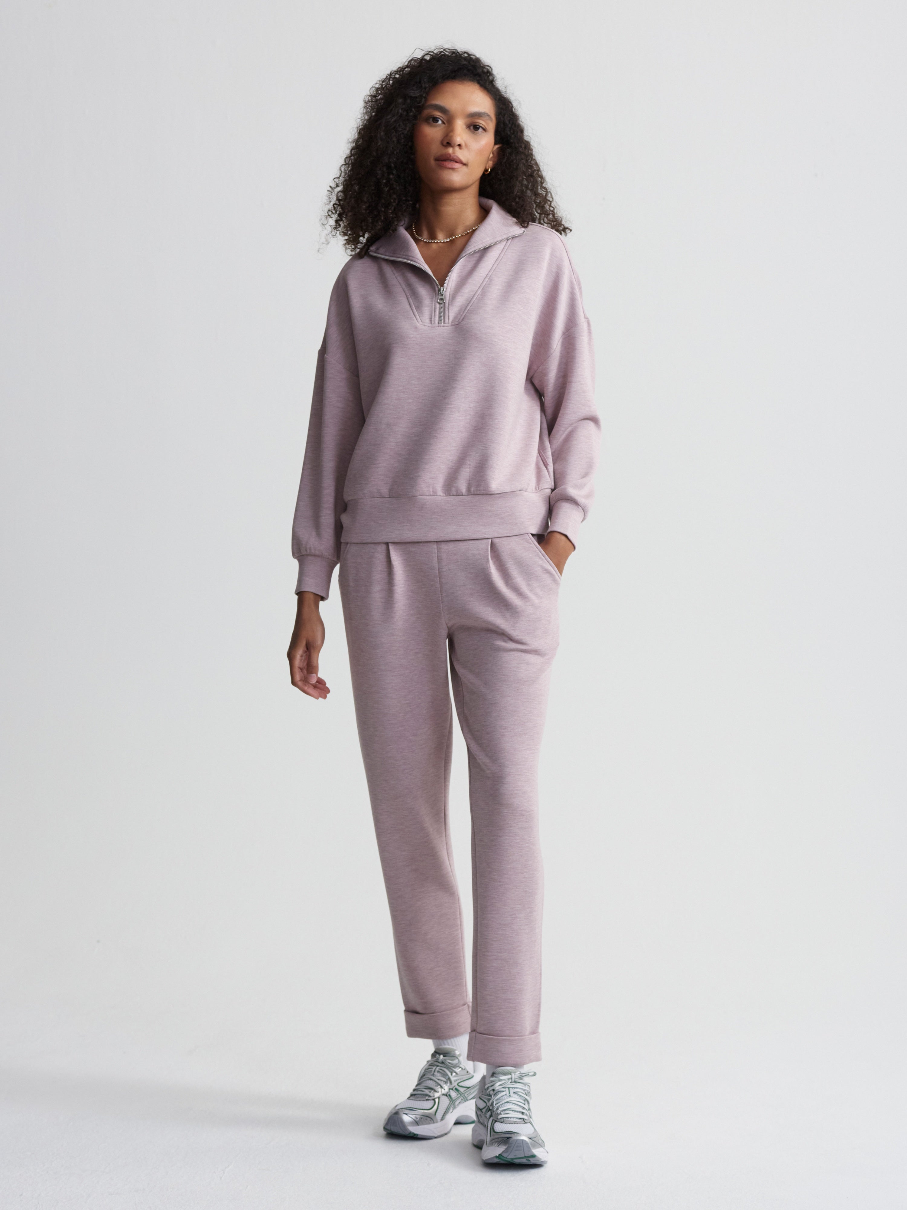 Hawley Half Zip Sweat - Mauve Marl | Varley