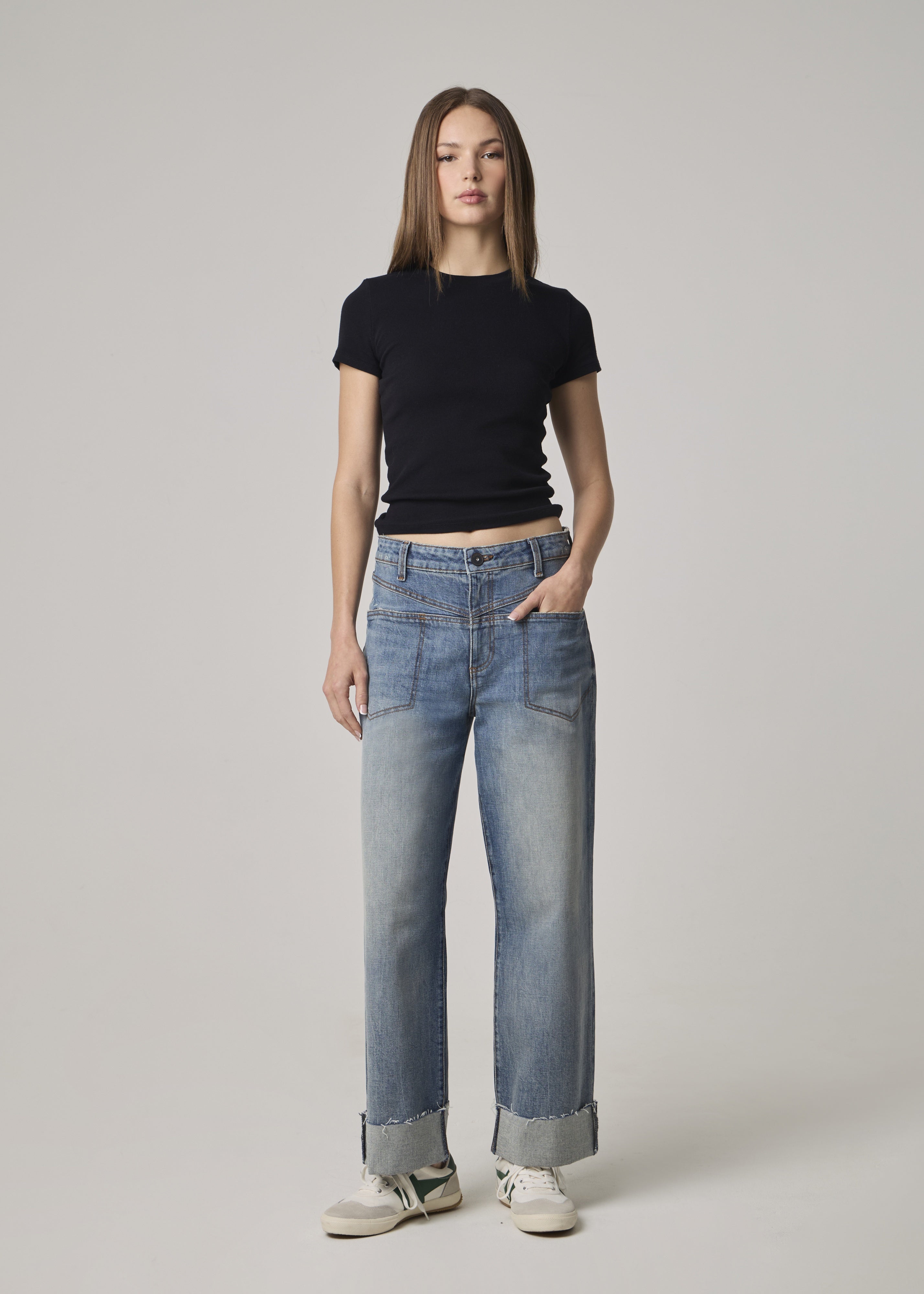 Vincent High Rise Cuffed Wide Leg Jeans - Medium Fanzara | Edyson