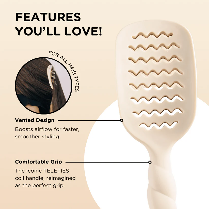 Vented Hair Brush - Tan | Teleties