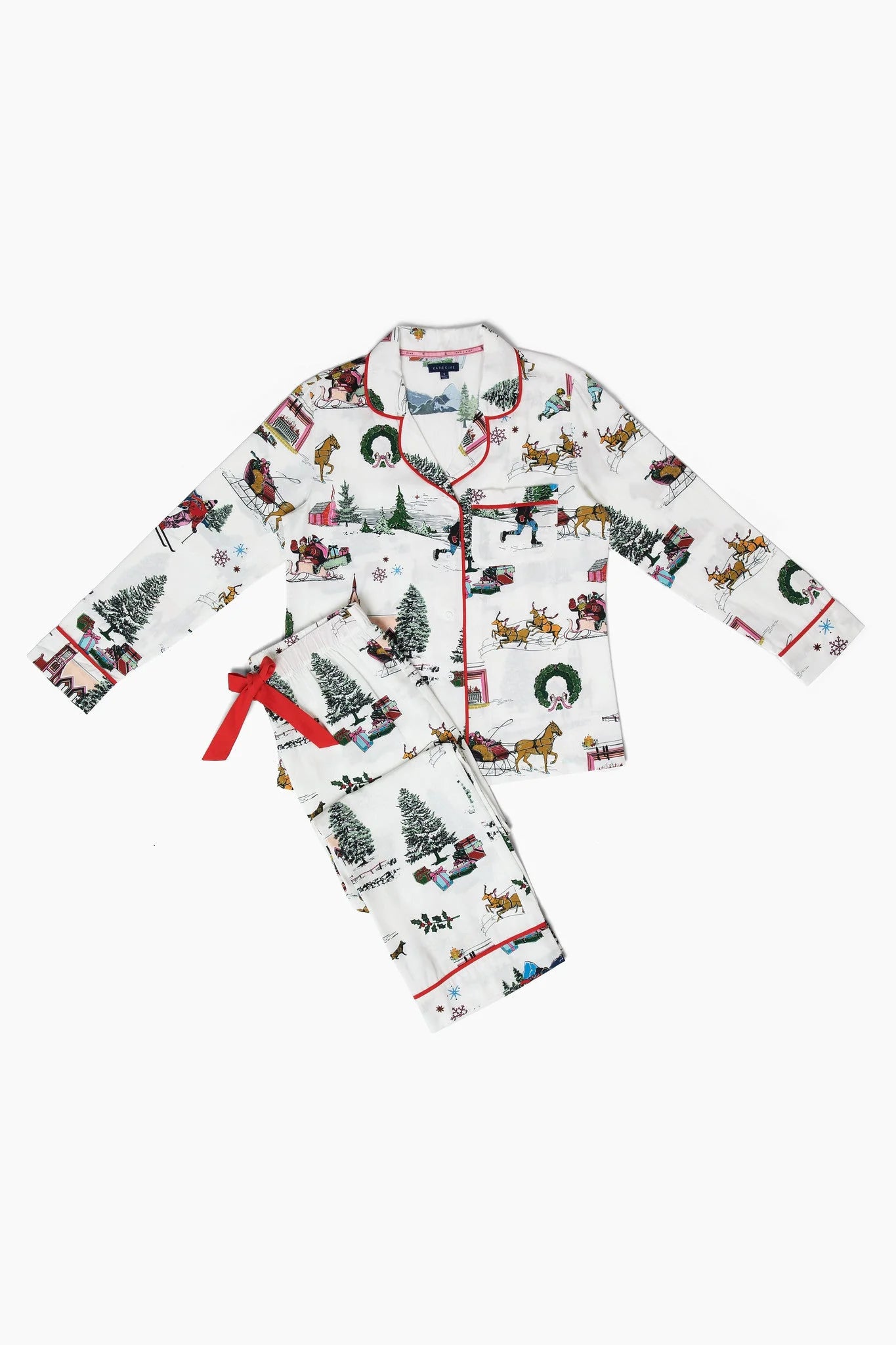 Holiday Toile Long Sleeve Pajama Pants Set / Multi | Katie Kime