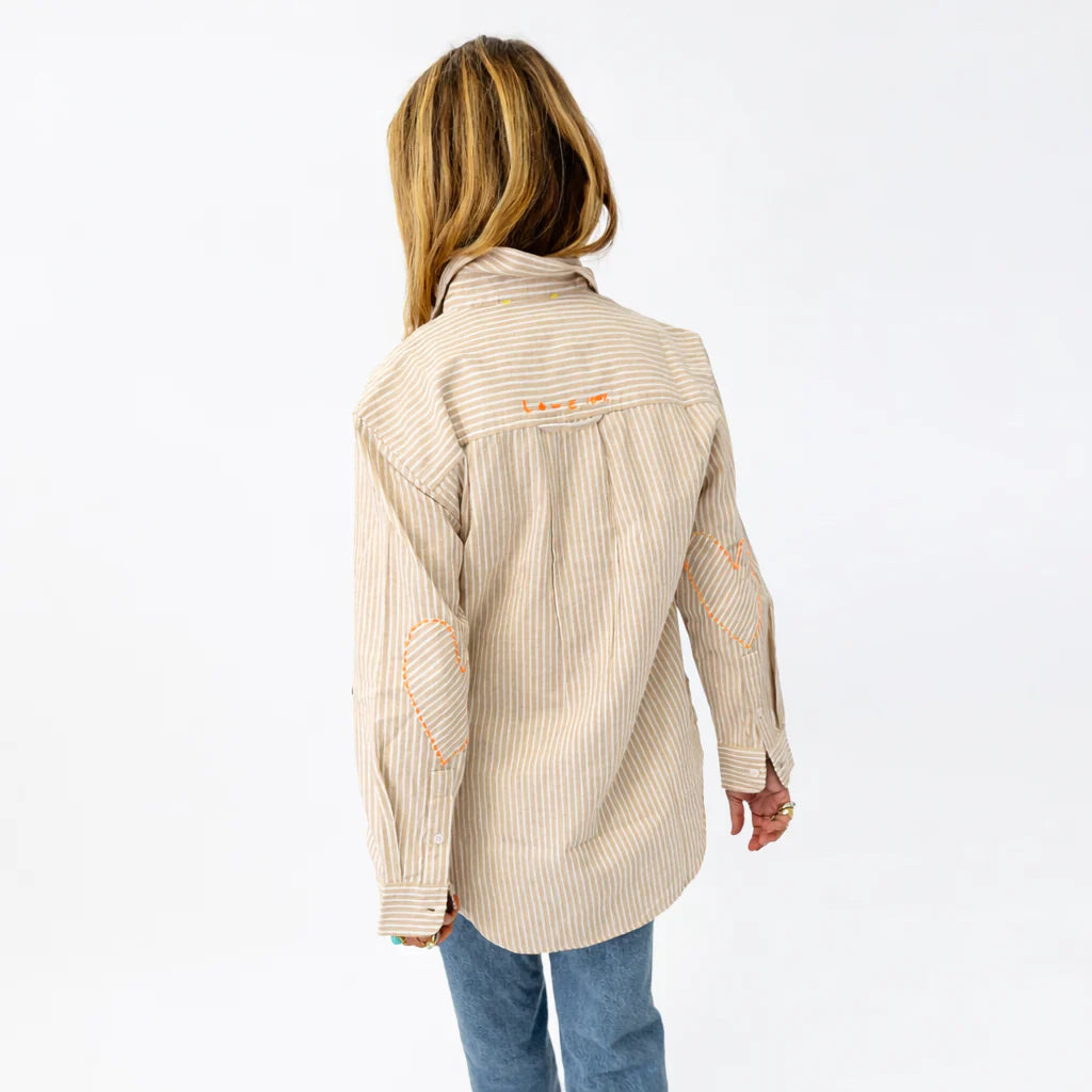Jack Linen Stripe Shirt - Oak | Kerri Rosenthal