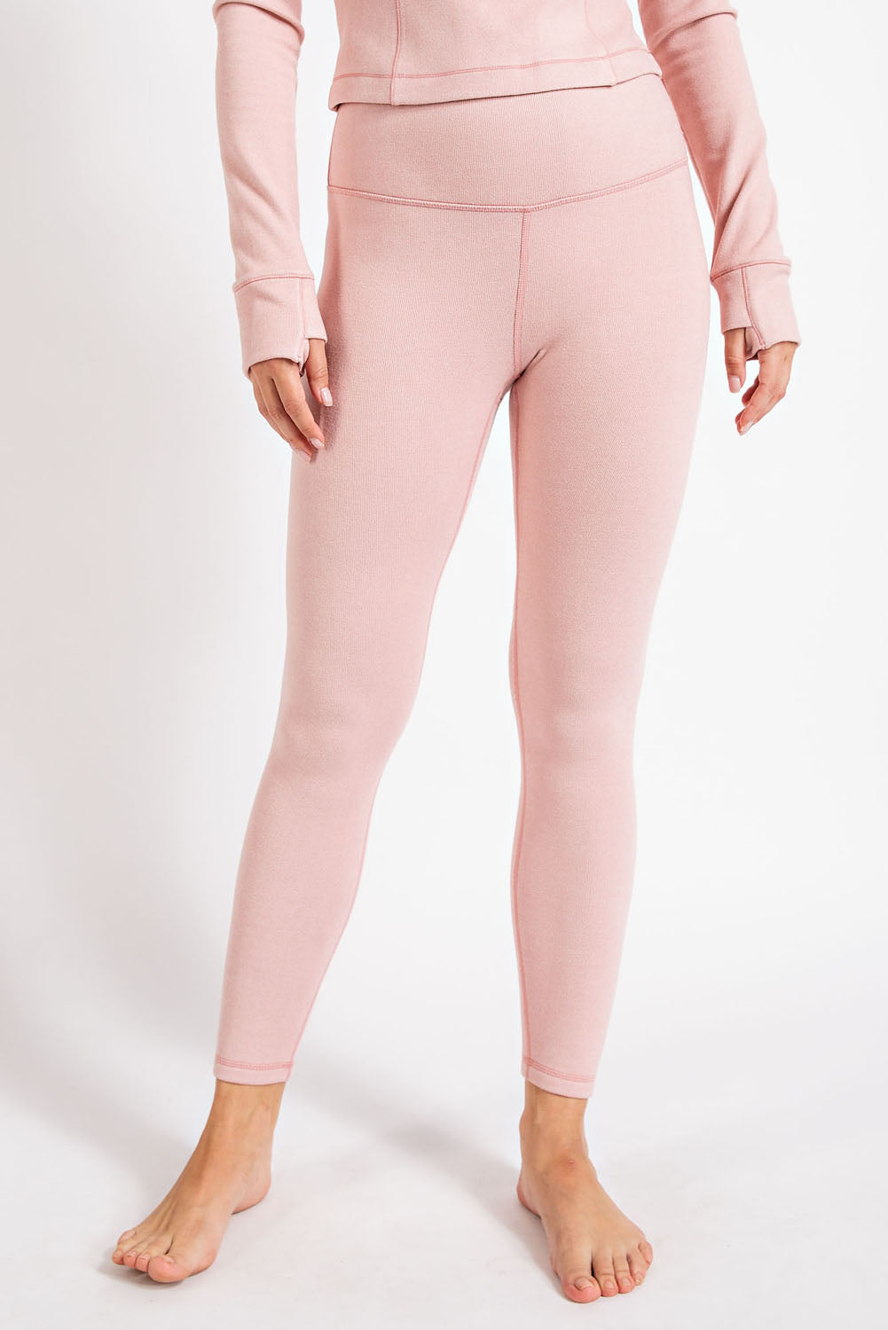 Pink Rib Brushed Leggings