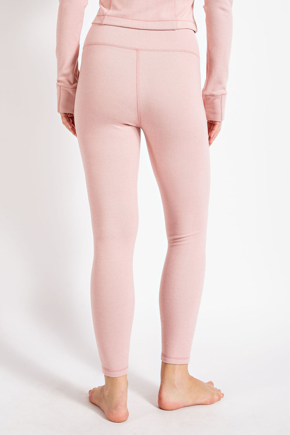 Pink Rib Brushed Leggings