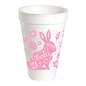 HAPPY EASTER PINK BUNNY STYROFOAM CUP | Rosannebeck