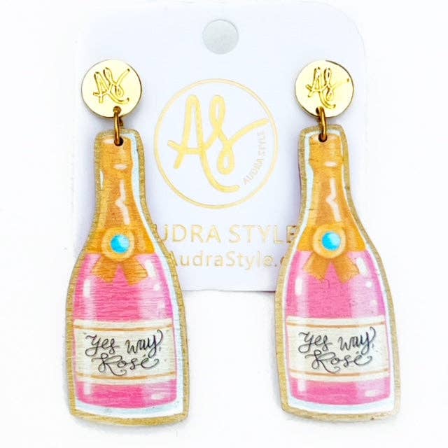 Large Statement Colorful Champagne Artwork Earrings