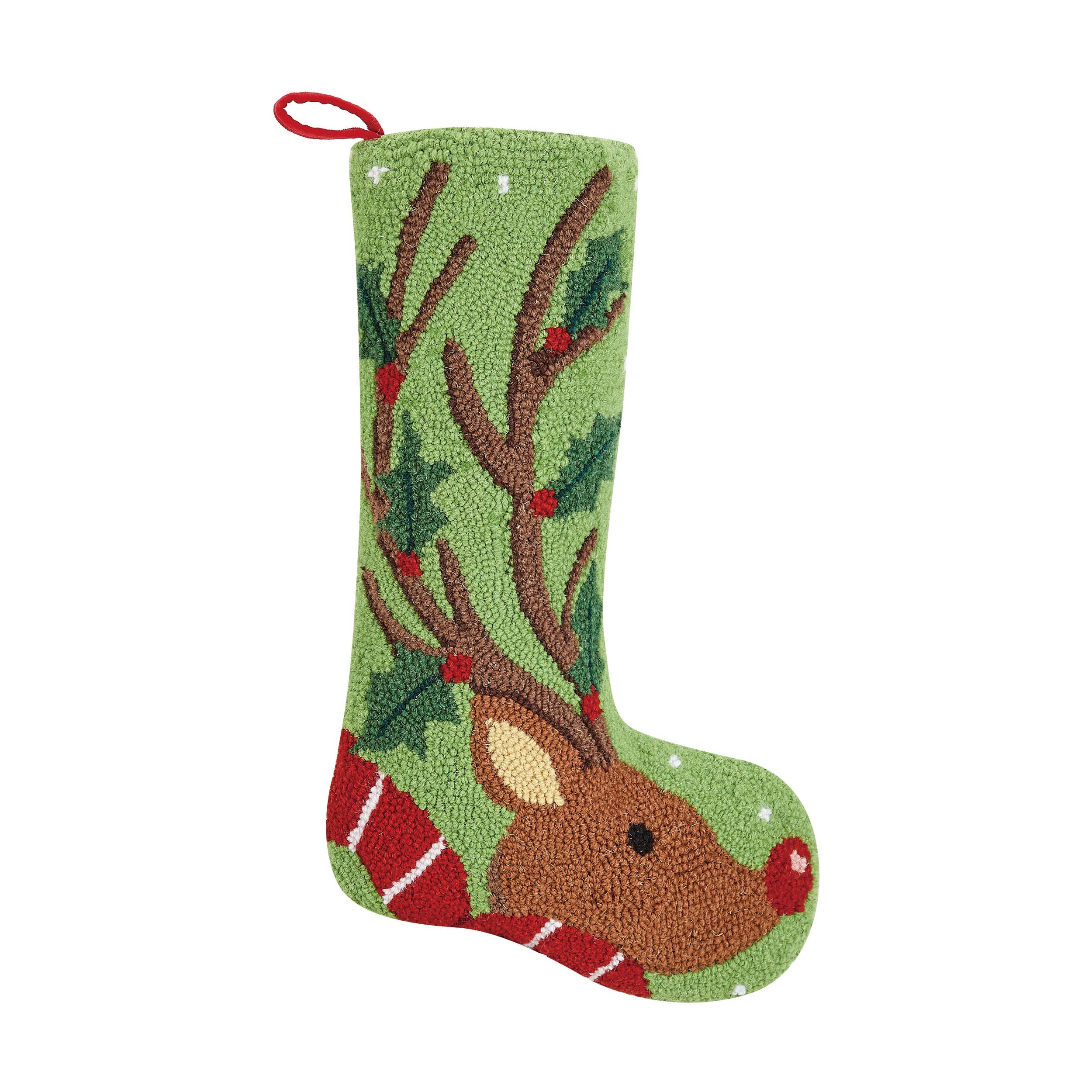 Reindeer with Holly Hook Stocking