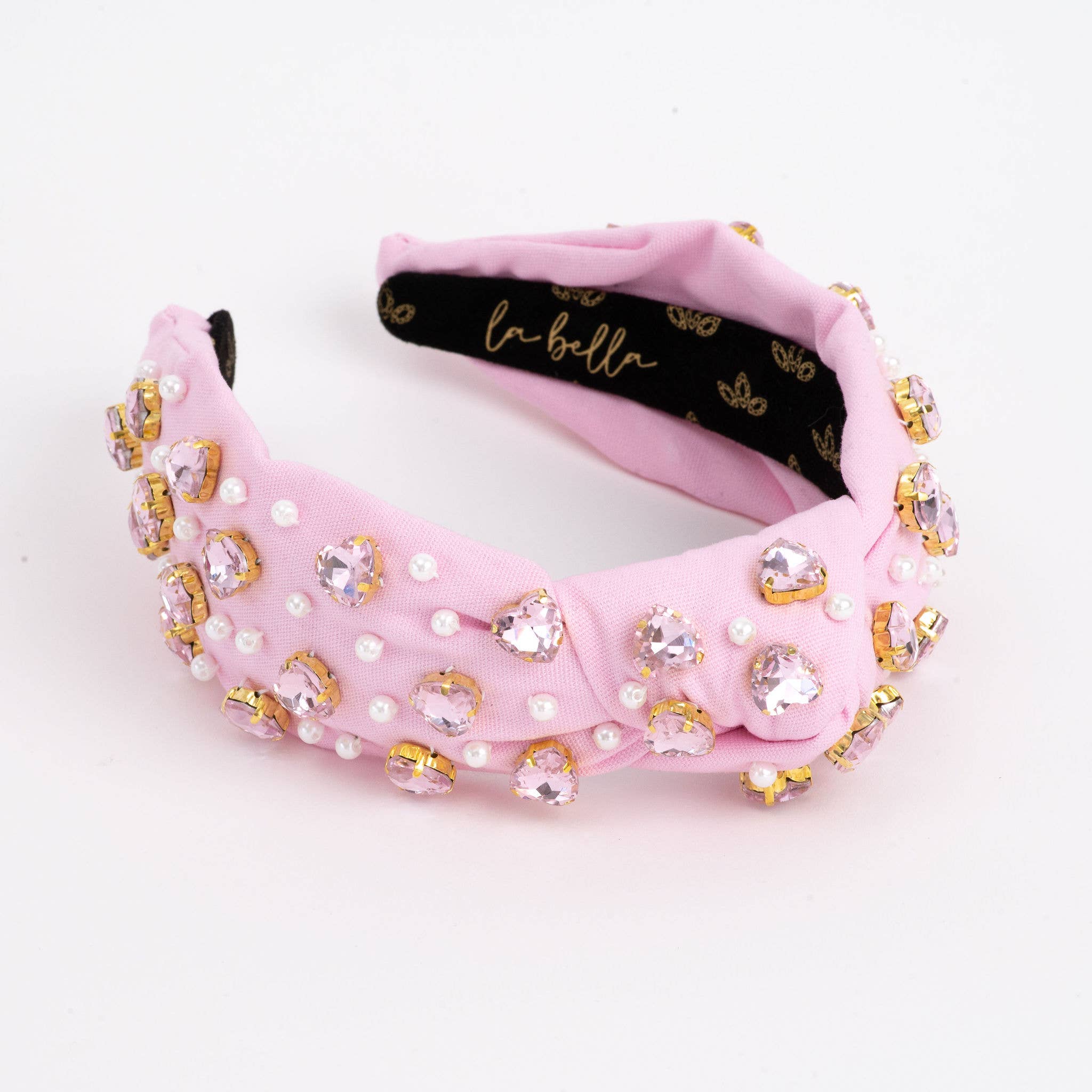 Light Pink Pearl & Jeweled Canvas Headband