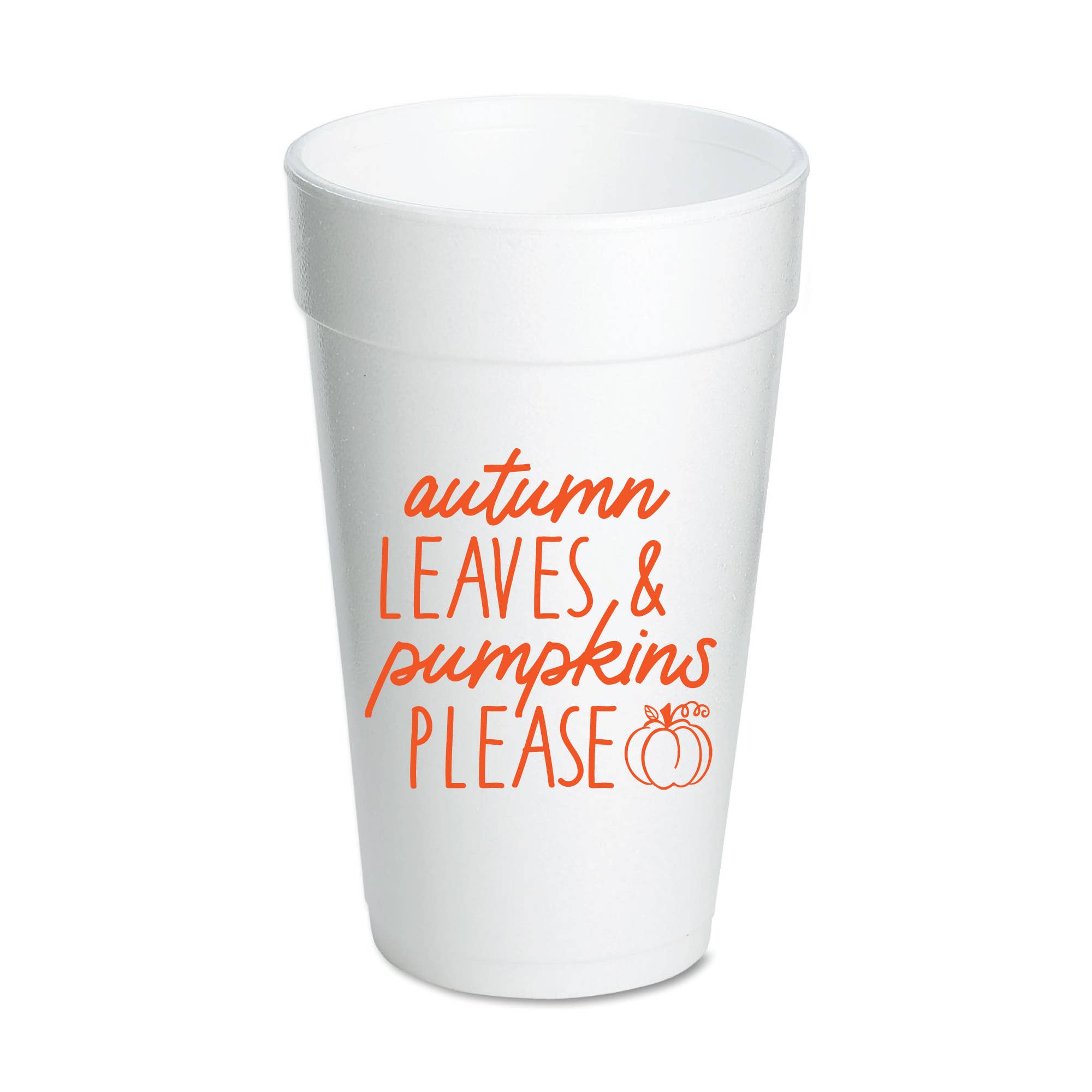 Autumn Leaves & Pumpkins | Fall - Set of 10 Foam Cups 20oz