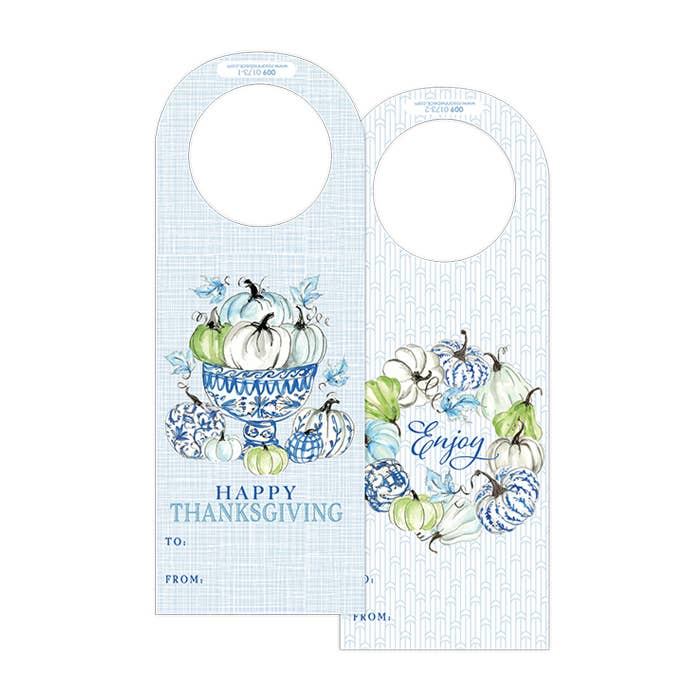 Thanksgiving Chinoiserie Pumpkins Wine Tag