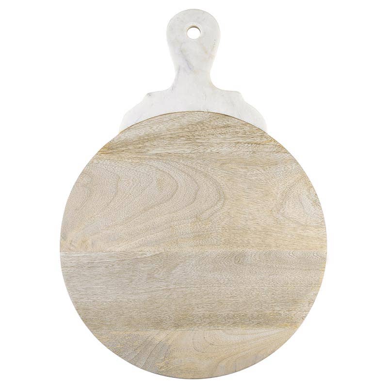 Wood With Marble Carved Handle Cutting Board