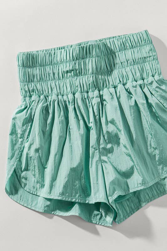 Mint Quilted Waistband Active Shorts