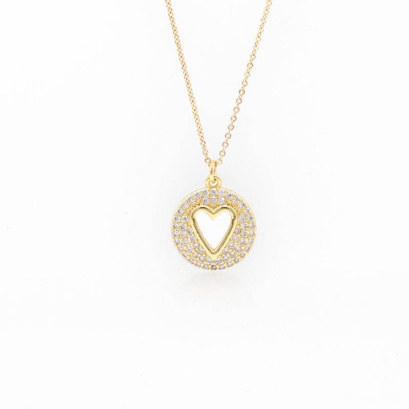 Open Heart Pave' Pendent Necklace