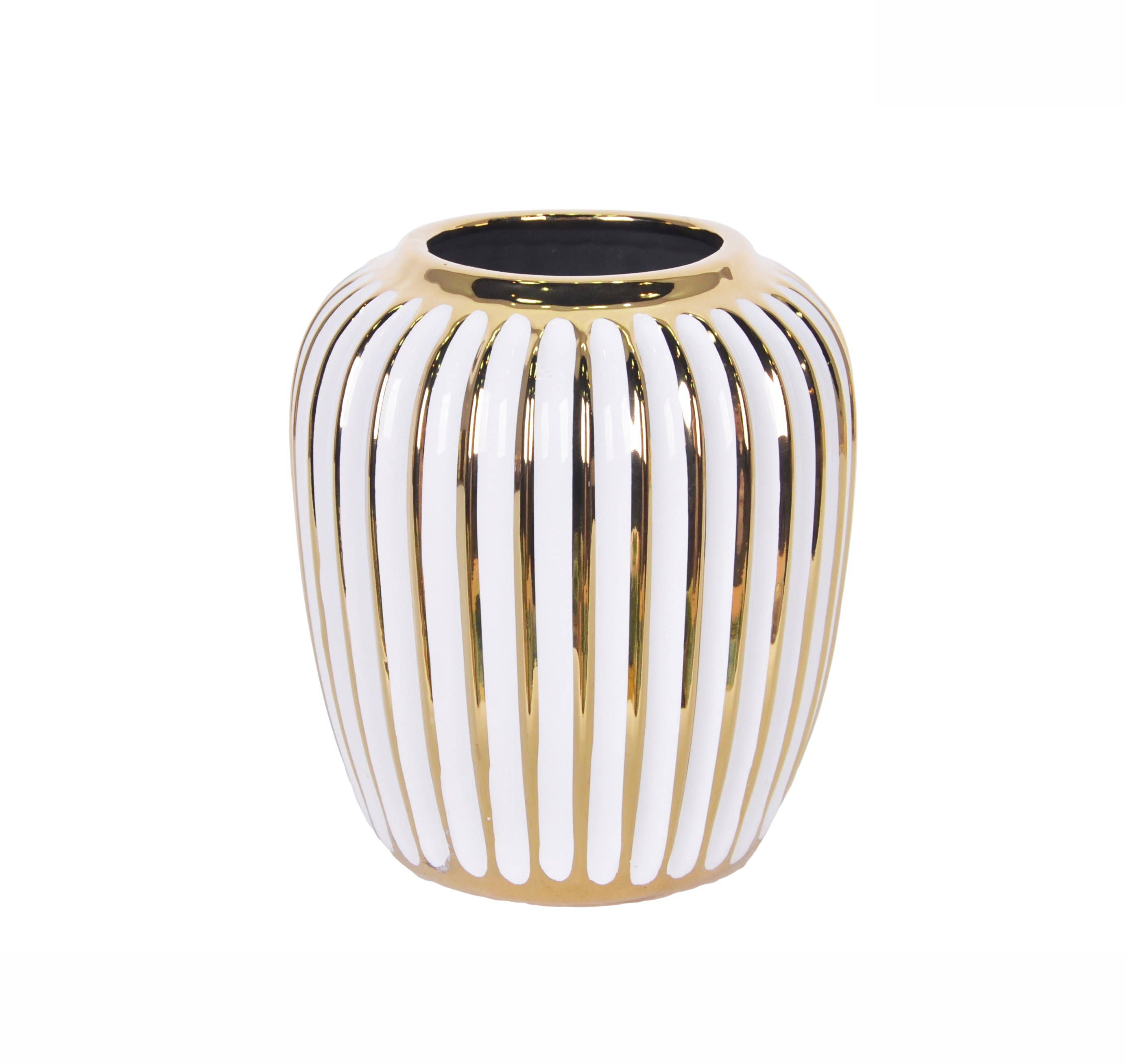 White and Gold Striped Vase