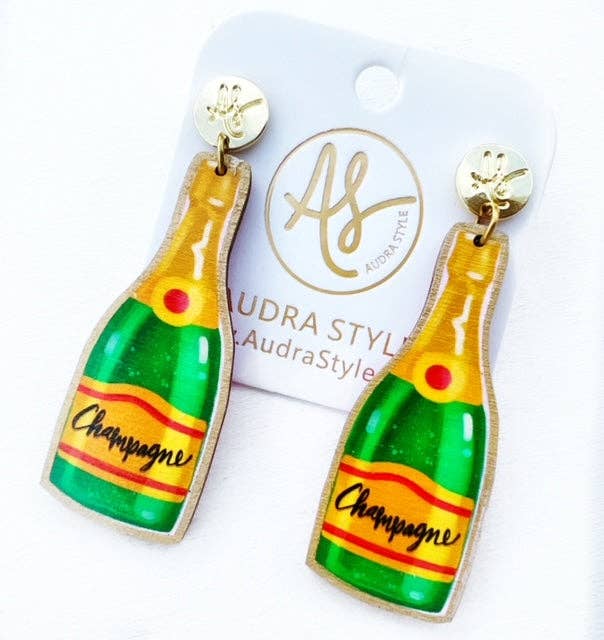 Large Statement Colorful Champagne Earrings