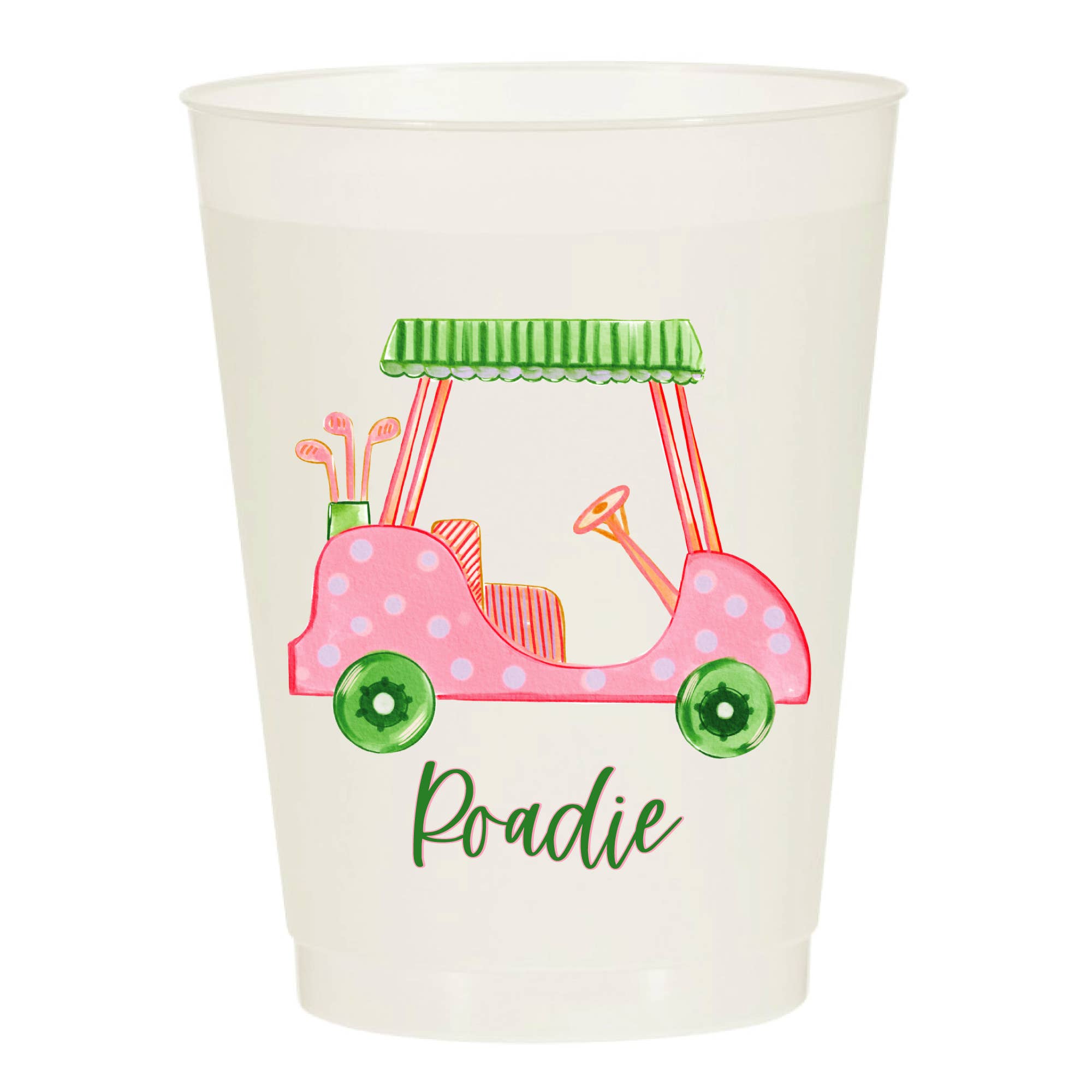 Girly Golf Cart Roadie Pink Cheeky - Set of 10 Reusable Cups