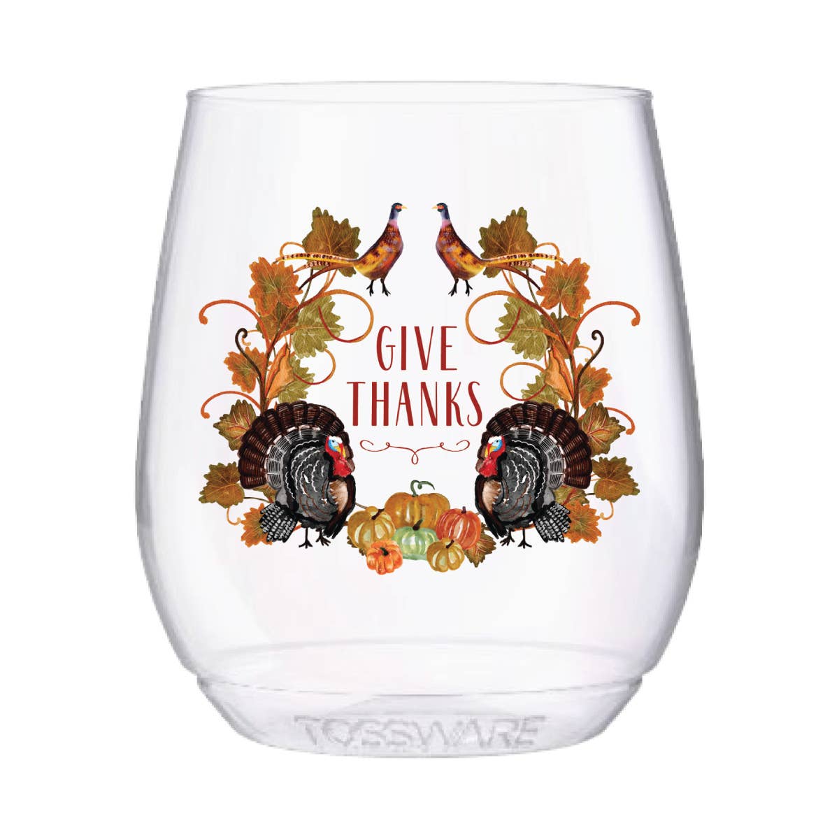 Happy Thanksgiving Give Thanks 14oz Stemless Tossware