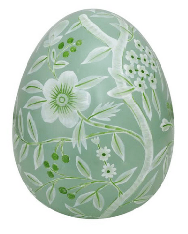 BEAUTIFUL ALL OVER FLORAL TOLE EGG (GREEN)
