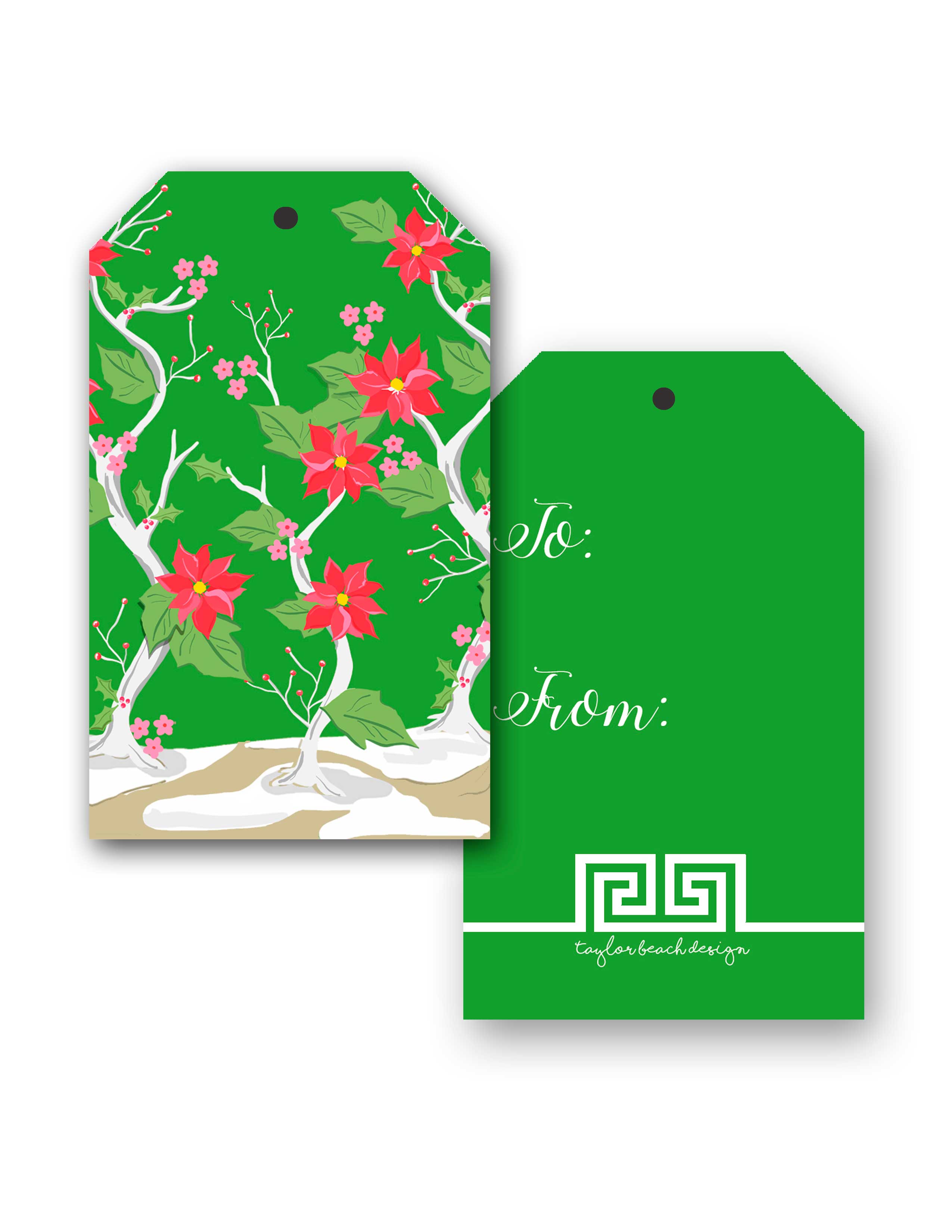 Seasonal Chinoiserie Christmas Gift Tags, Boxwood