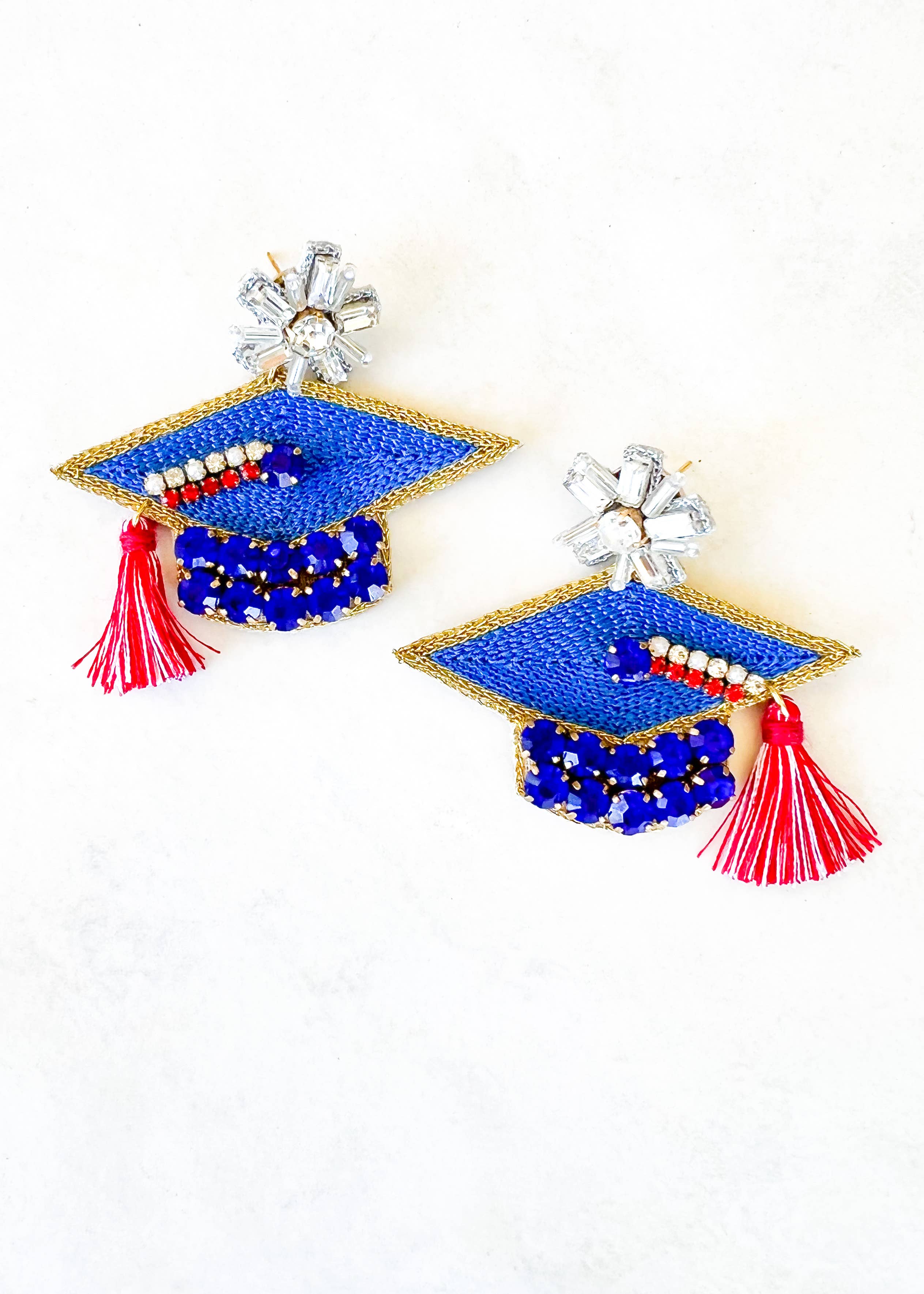 Dos Femmes - Congrats Grad Blue Earrings