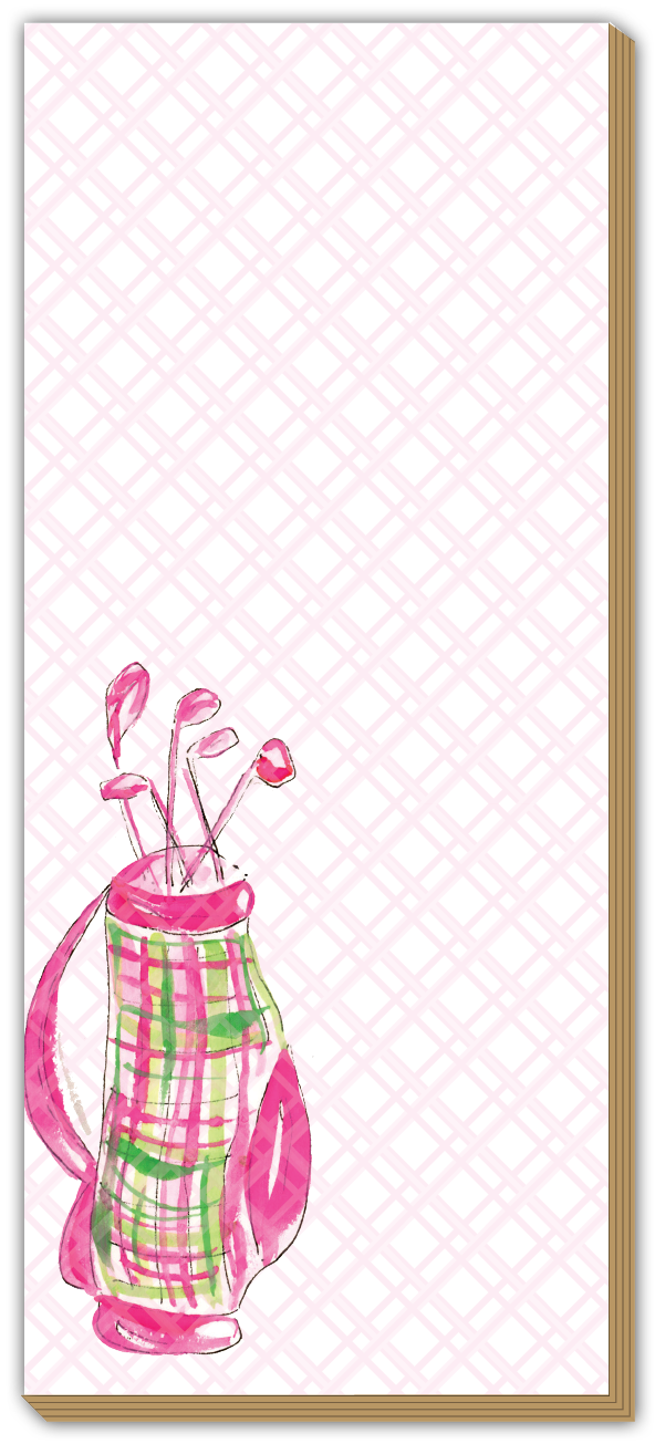 Handpainted Golf Bag Pink and Green Luxe Skinny Pad